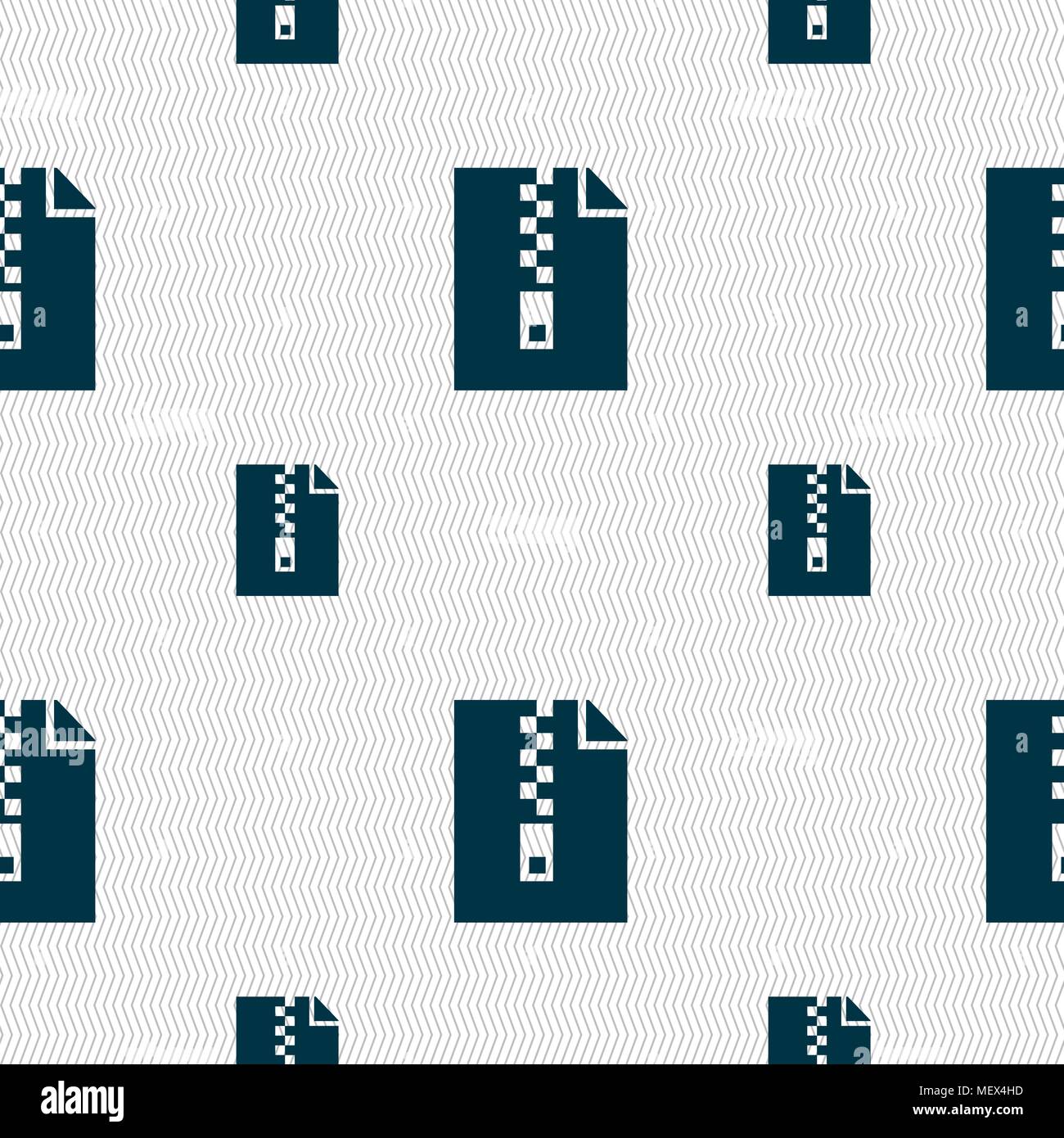 computer zip folder, archive icon sign. Seamless pattern with geometric texture. Vector illustration Stock Vector