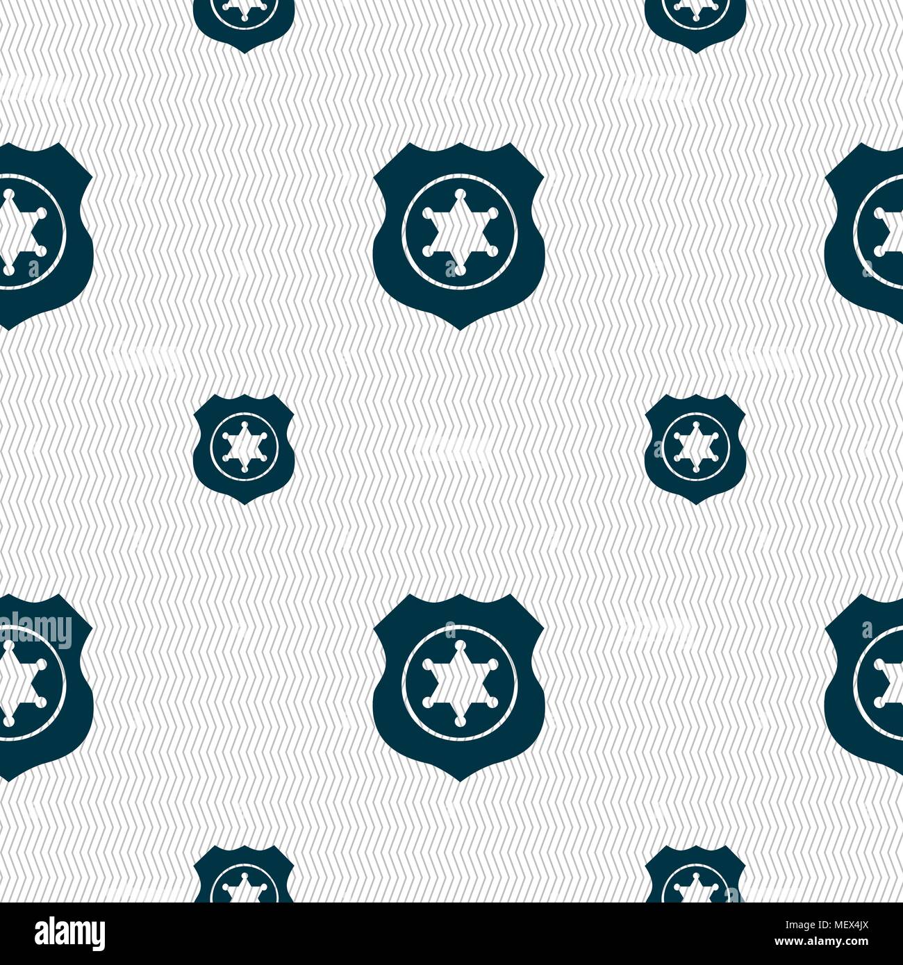 Sheriff, star icon sign. Seamless pattern with geometric texture. Vector illustration Stock Vector