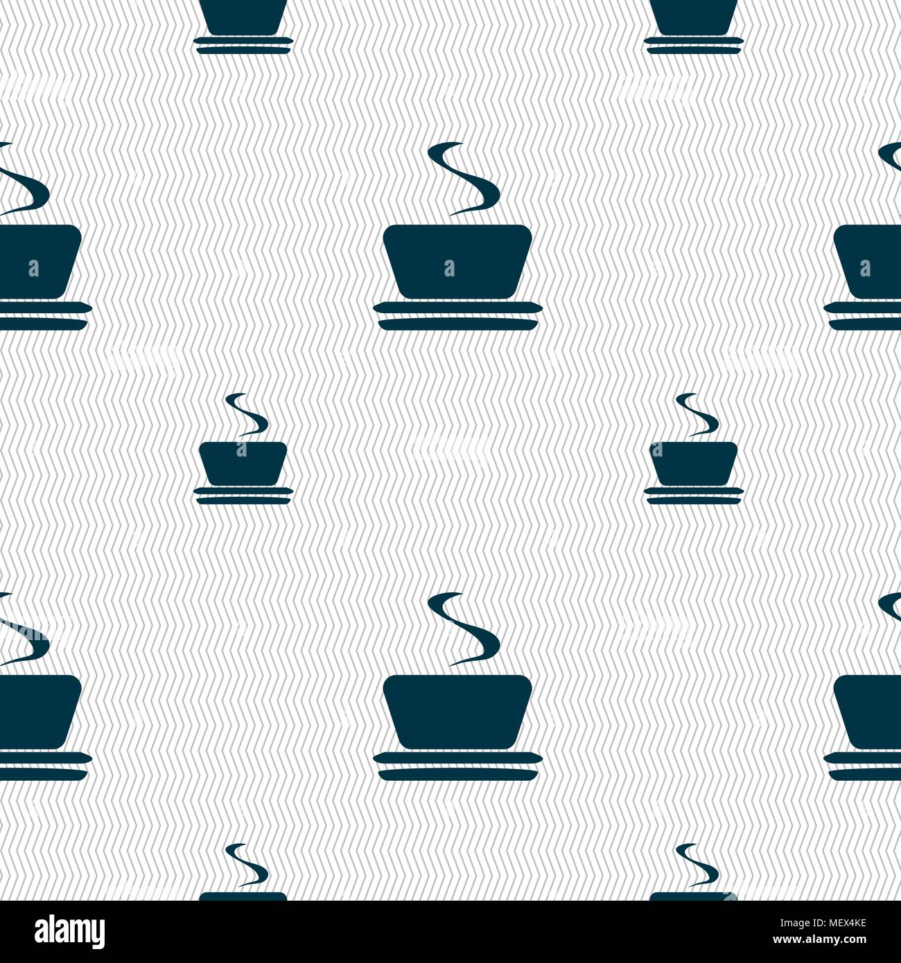 coffee, tea icon sign. Seamless pattern with geometric texture. Vector illustration Stock Vector
