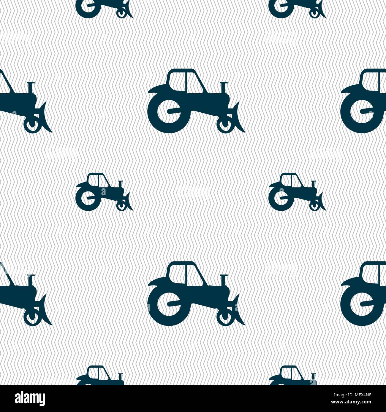 Tractor icon sign. Seamless pattern with geometric texture. Vector illustration Stock Vector