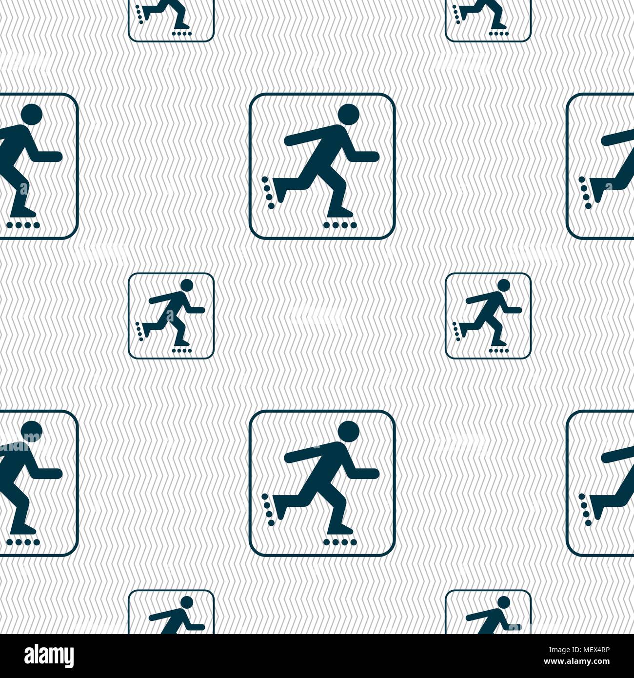 roller skating sign. Seamless pattern with geometric texture. Vector