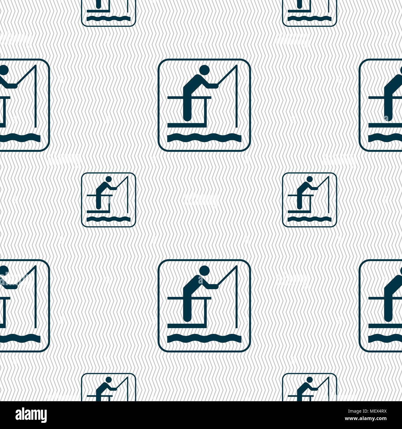 fishing sign. Seamless pattern with geometric texture. Vector illustration Stock Vector