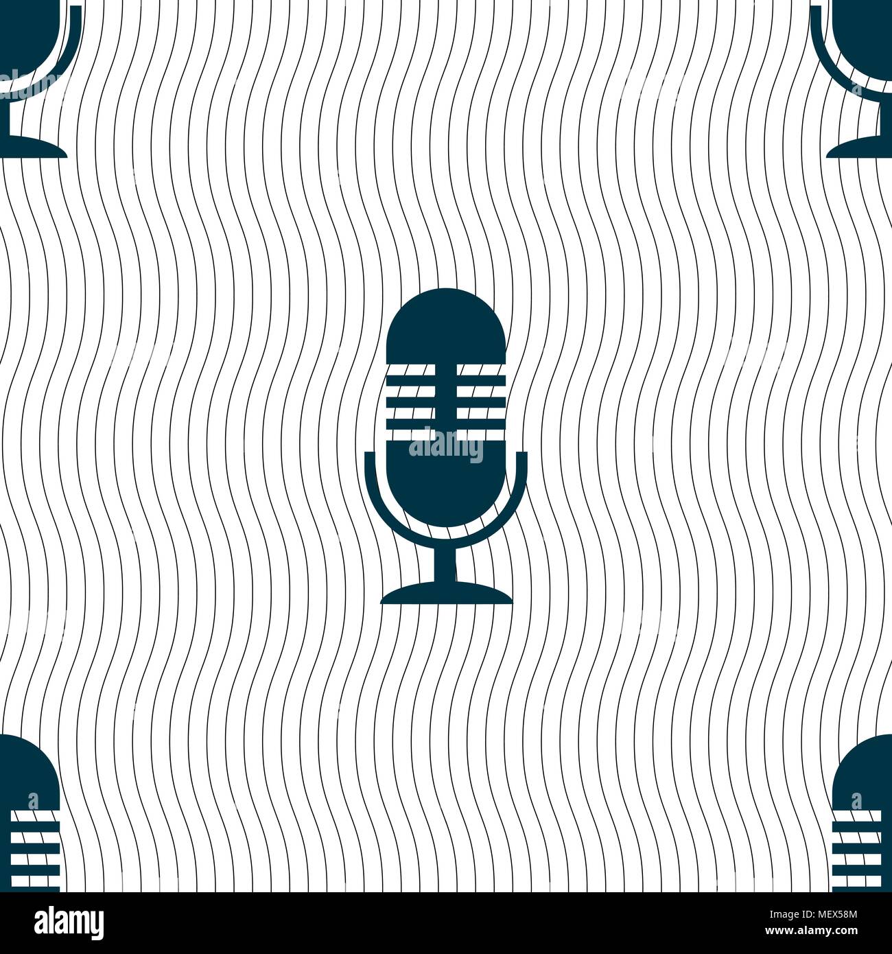 microphone icon sign. Seamless pattern with geometric texture. Vector illustration Stock Vector
