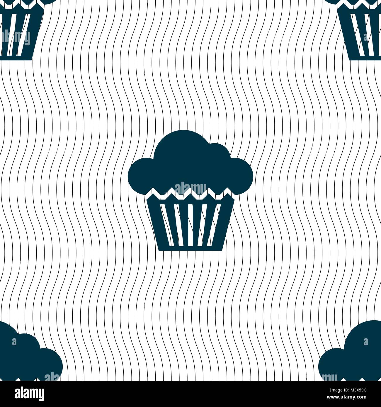 cake icon sign. Seamless pattern with geometric texture. Vector illustration Stock Vector