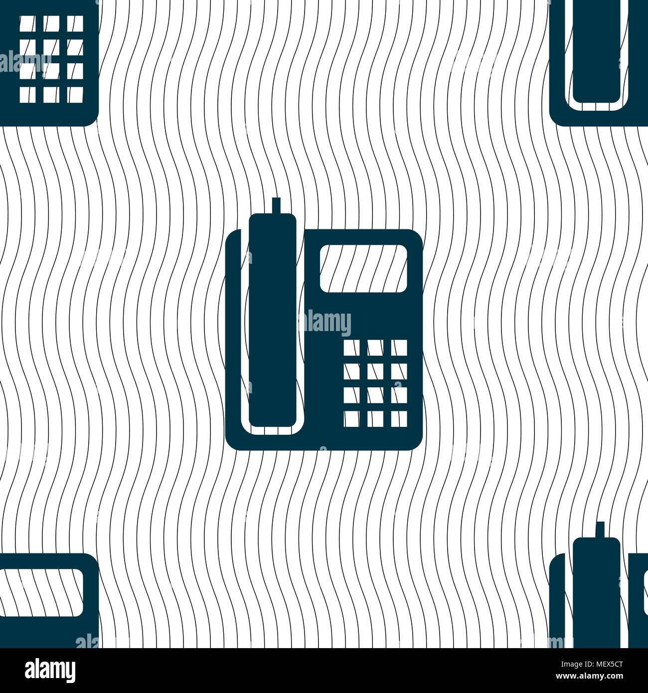 home phone icon sign. Seamless pattern with geometric texture. Vector illustration Stock Vector