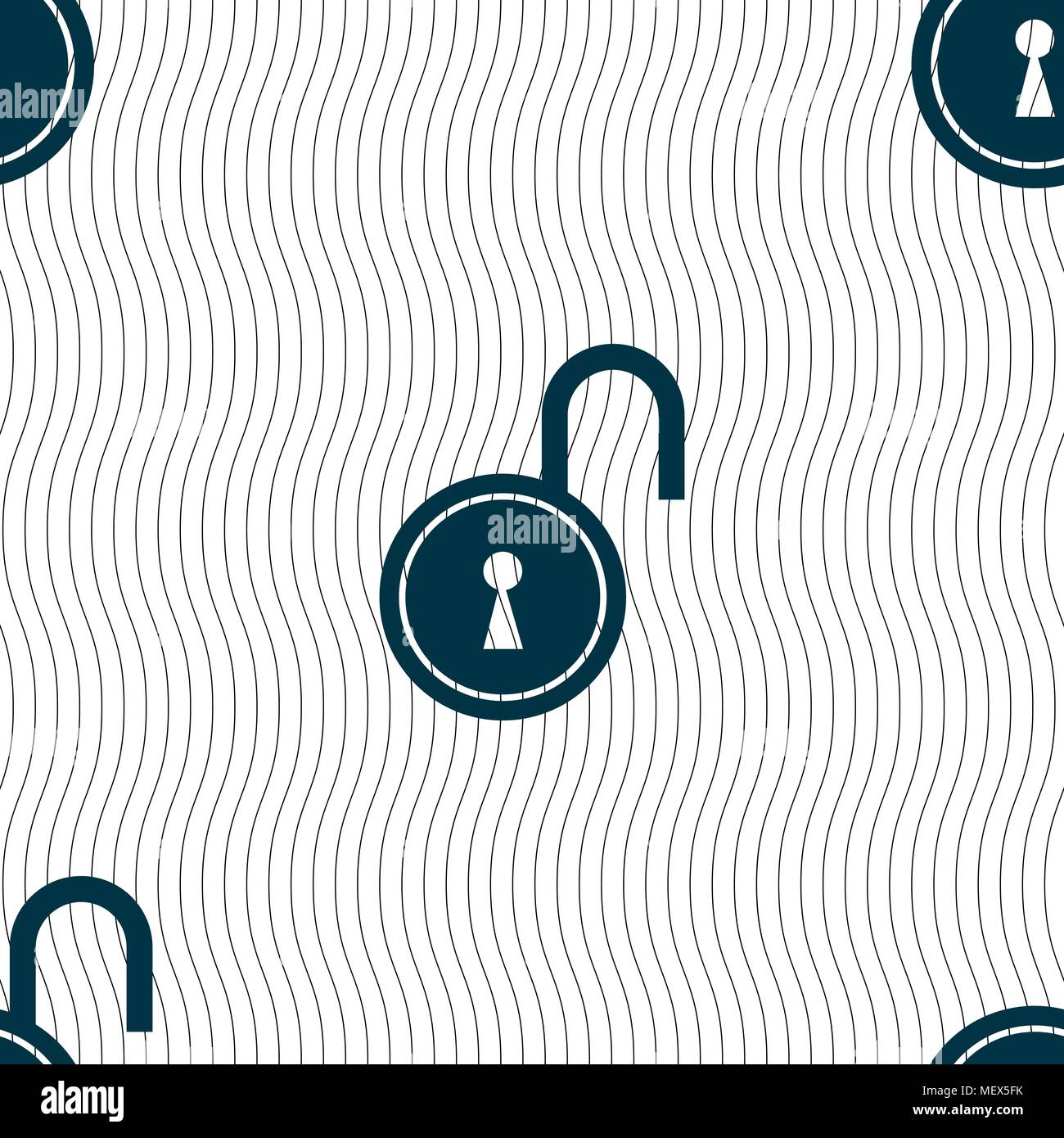 open lock icon sign. Seamless pattern with geometric texture. Vector illustration Stock Vector