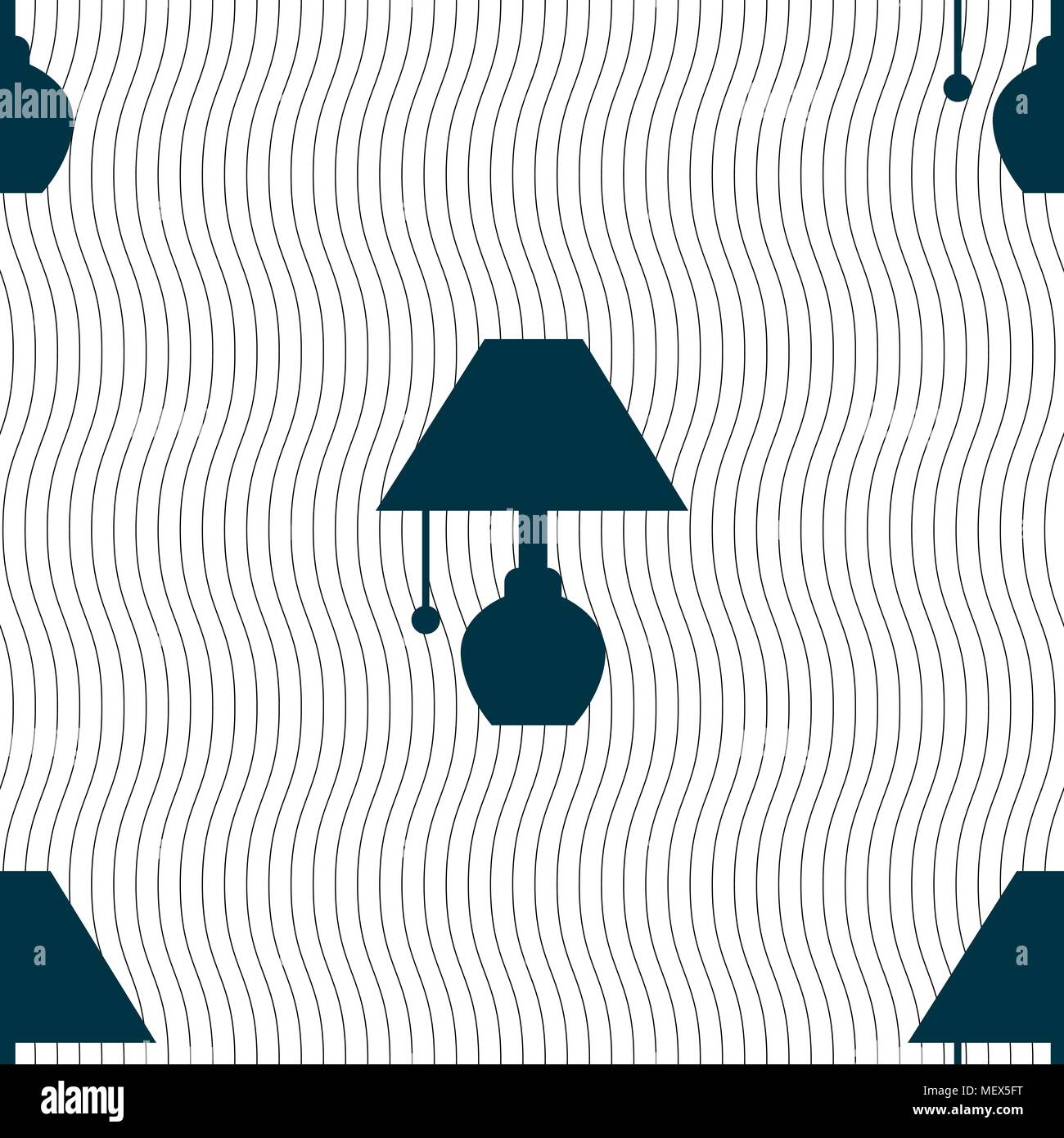 table lamp icon sign. Seamless pattern with geometric texture. Vector illustration Stock Vector