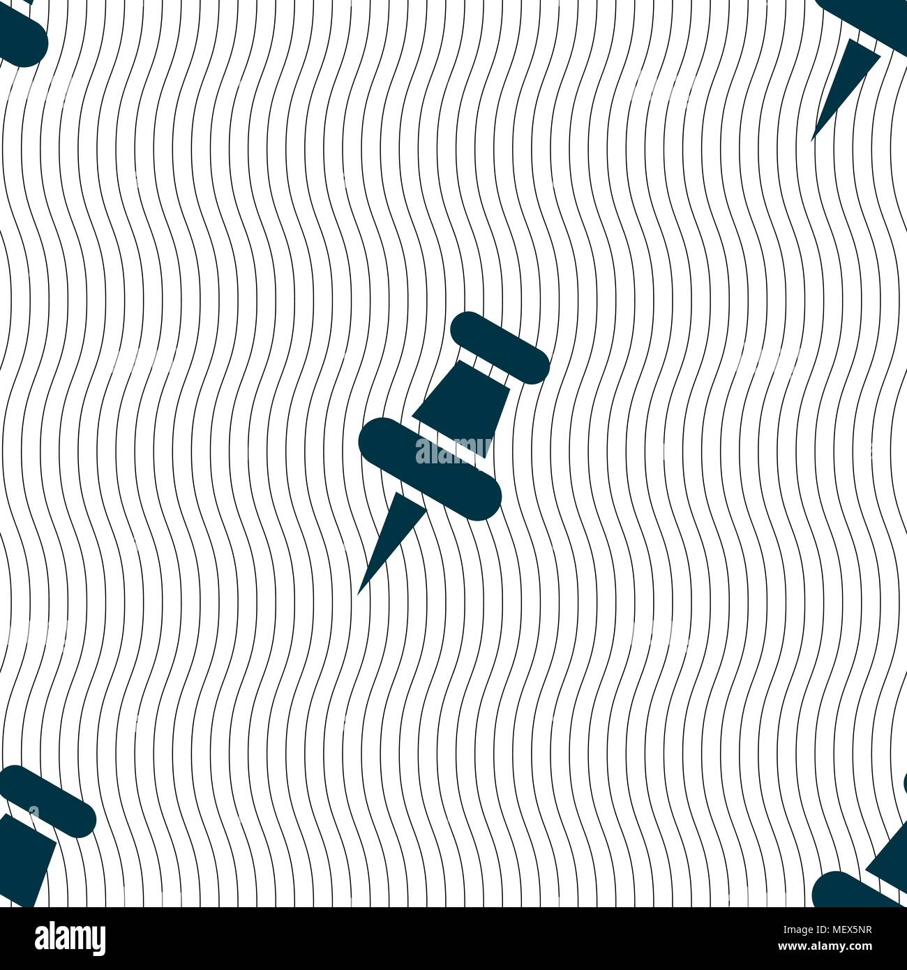 push pin icon sign. Seamless pattern with geometric texture. Vector illustration Stock Vector