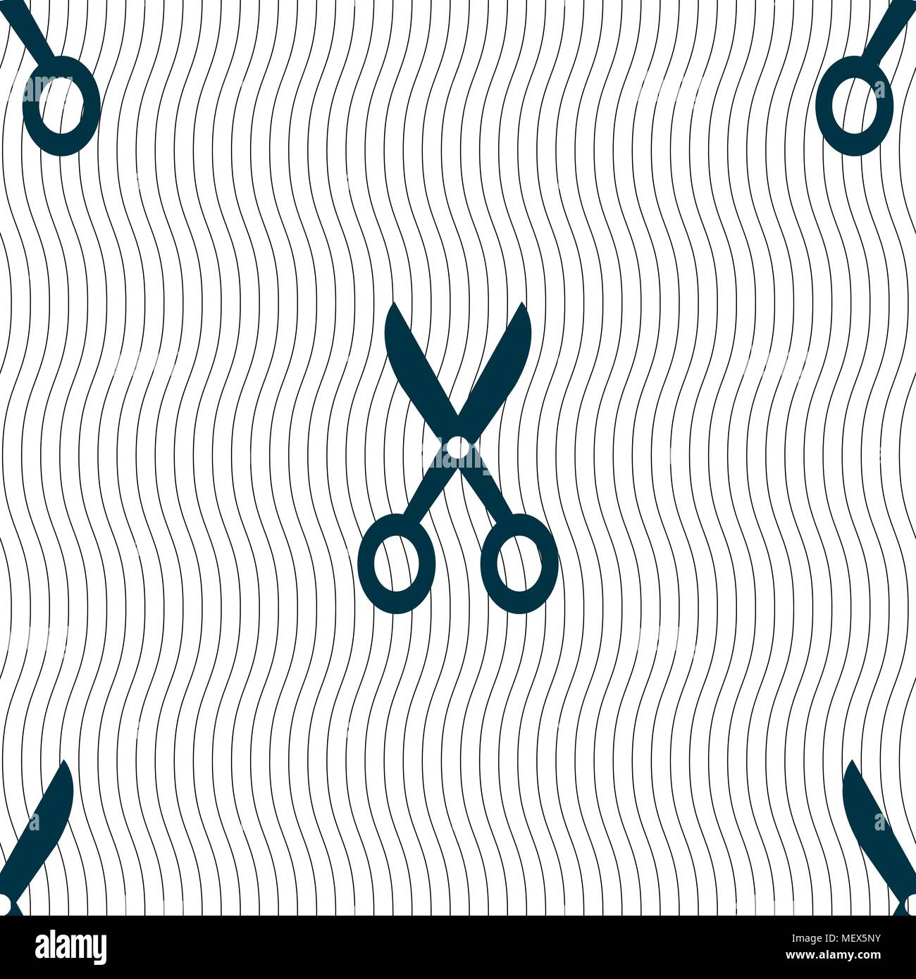 Scissors icon sign. Seamless pattern with geometric texture. Vector illustration Stock Vector