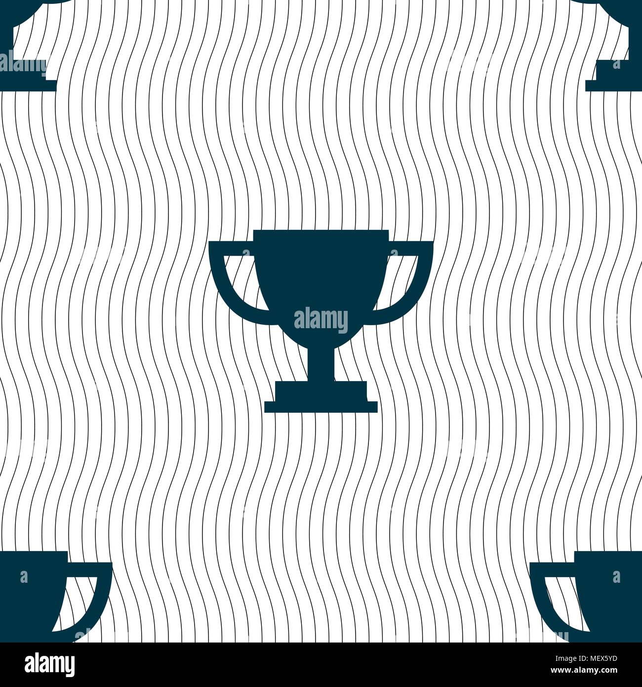 Trophy Cup icon sign. Seamless pattern with geometric texture. Vector illustration Stock Vector