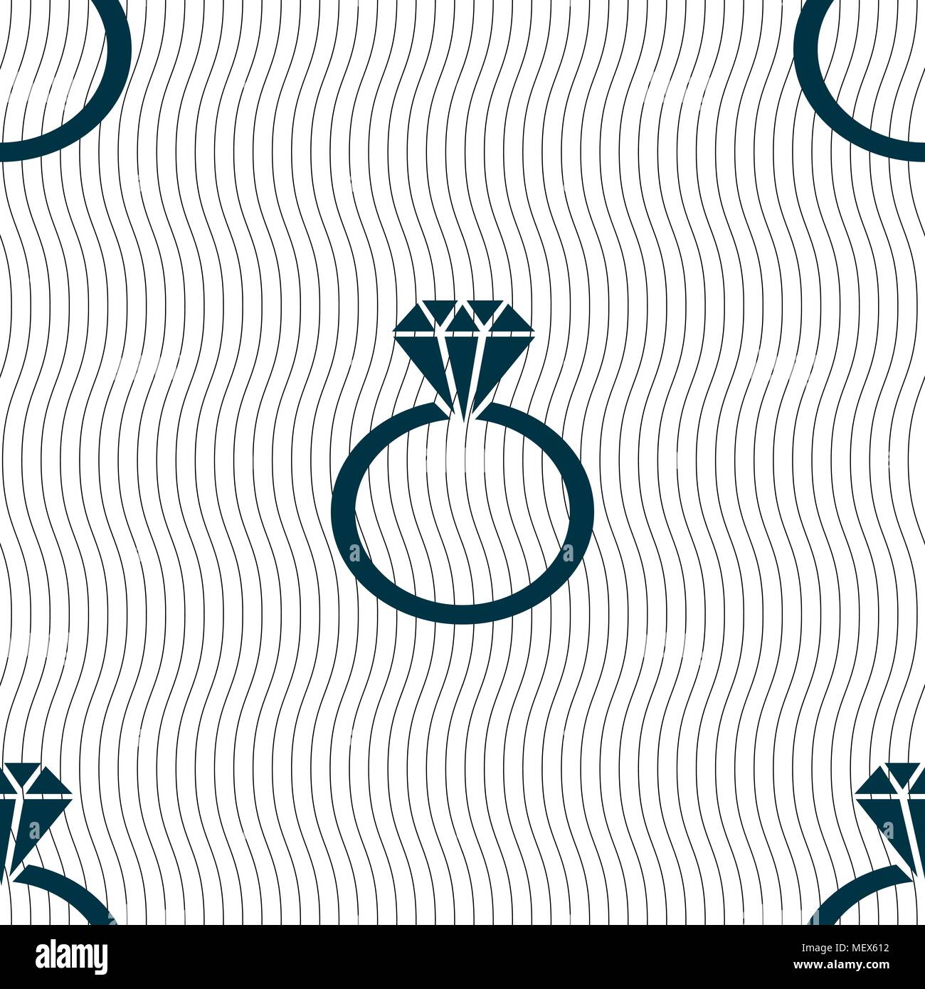 diamond ring icon sign. Seamless pattern with geometric texture. Vector illustration Stock Vector