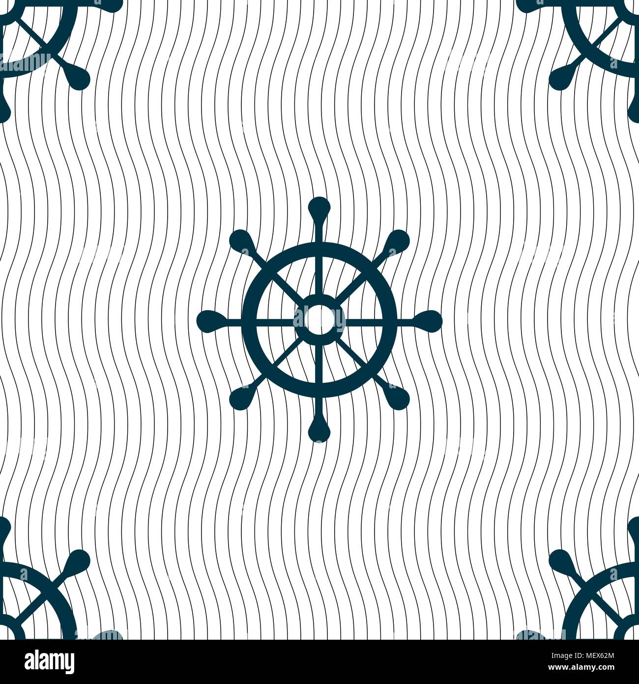 ship helm icon sign. Seamless pattern with geometric texture. Vector illustration Stock Vector
