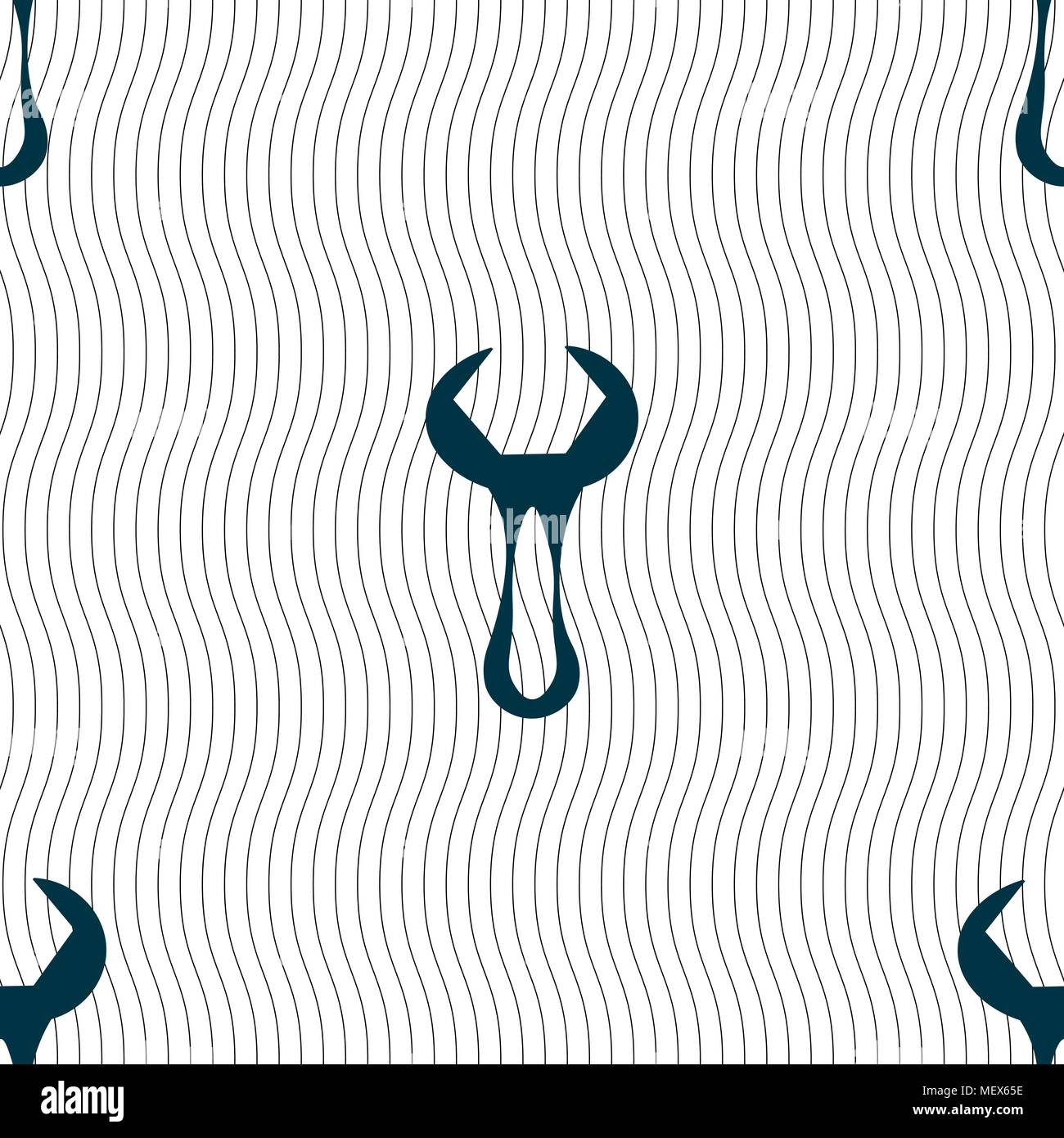 wrench icon sign. Seamless pattern with geometric texture. Vector illustration Stock Vector