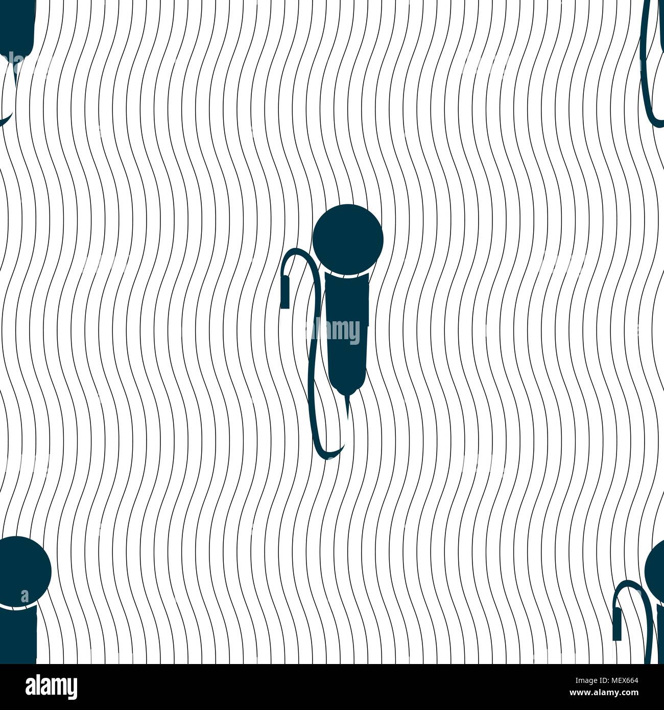 microphone icon sign. Seamless pattern with geometric texture. Vector illustration Stock Vector