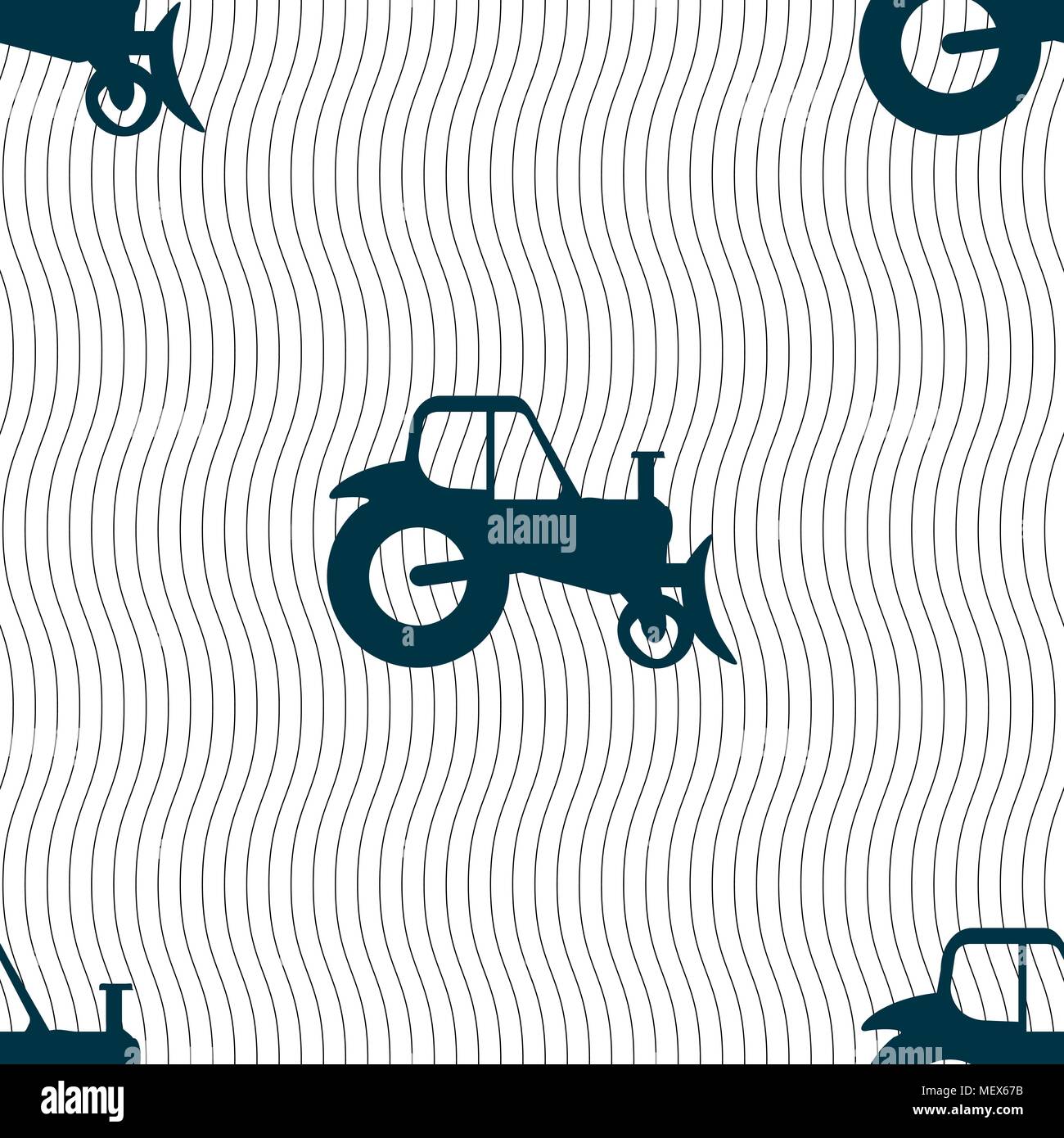 Tractor icon sign. Seamless pattern with geometric texture. Vector illustration Stock Vector