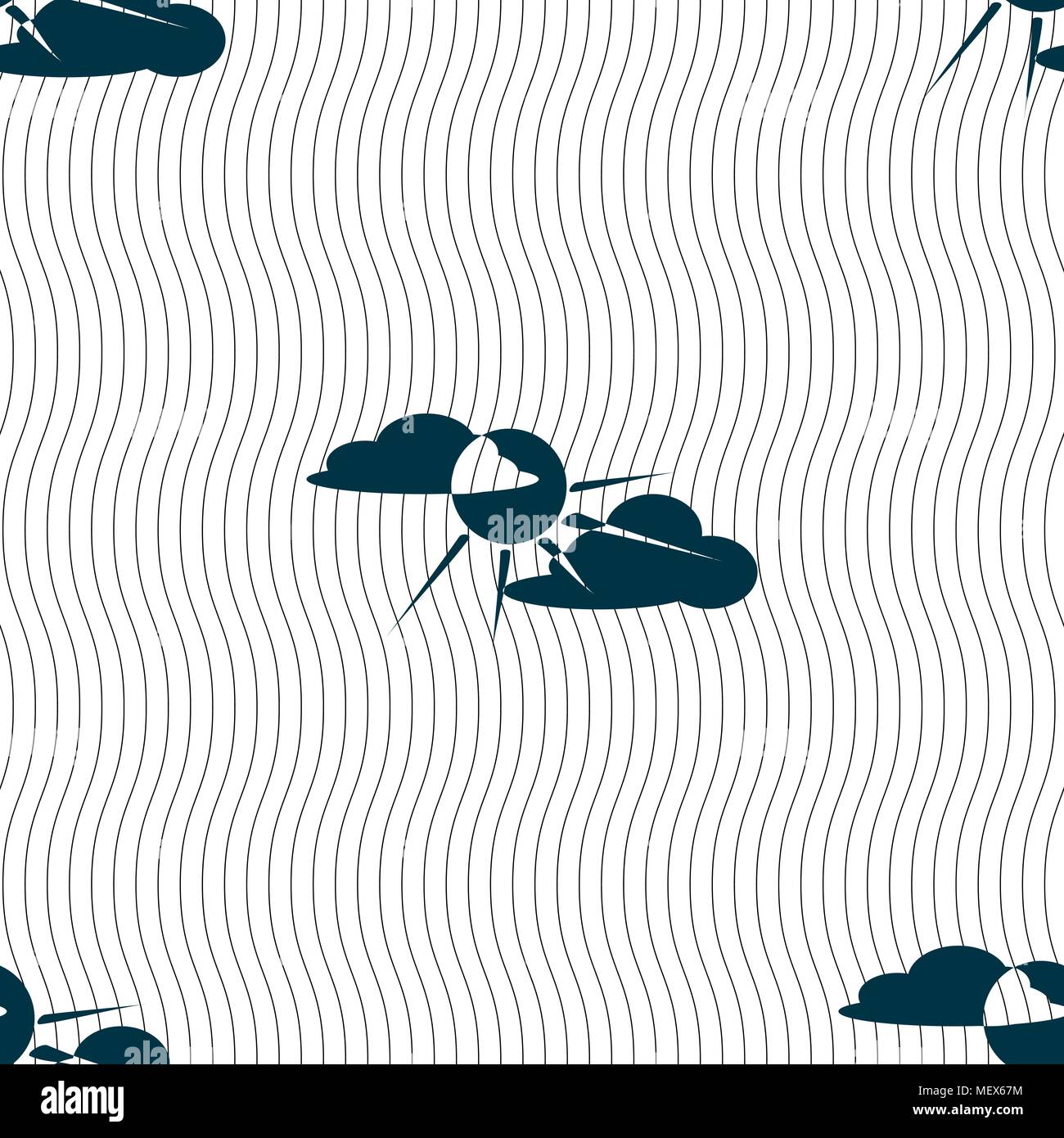 sun behind cloud icon sign. Seamless pattern with geometric texture. Vector illustration Stock Vector