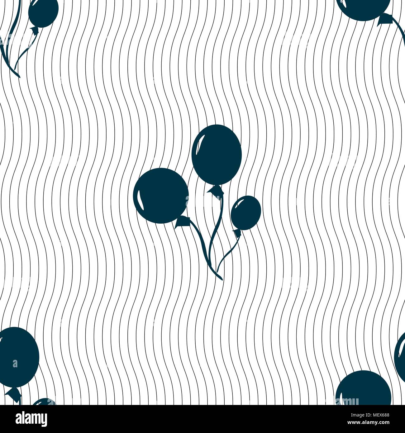 Balloons icon sign. Seamless pattern with geometric texture. Vector illustration Stock Vector