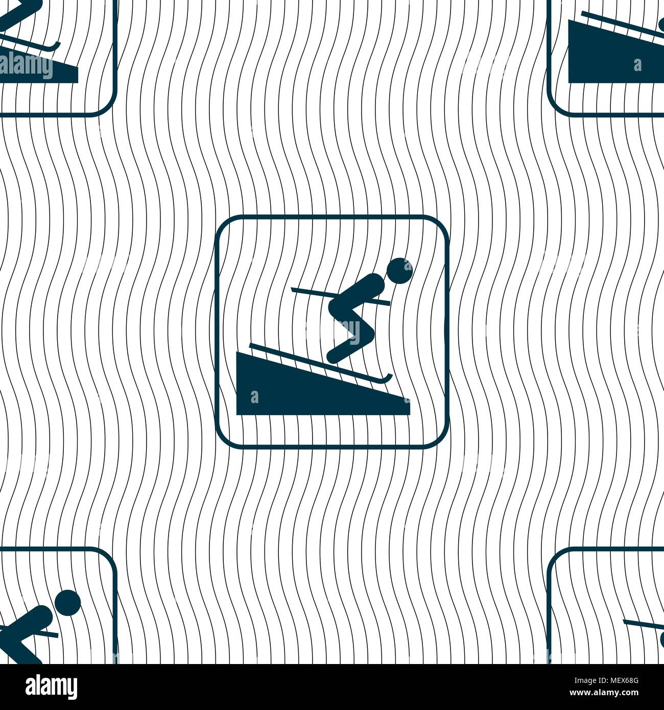 Skier sign. Seamless pattern with geometric texture. Vector illustration Stock Vector