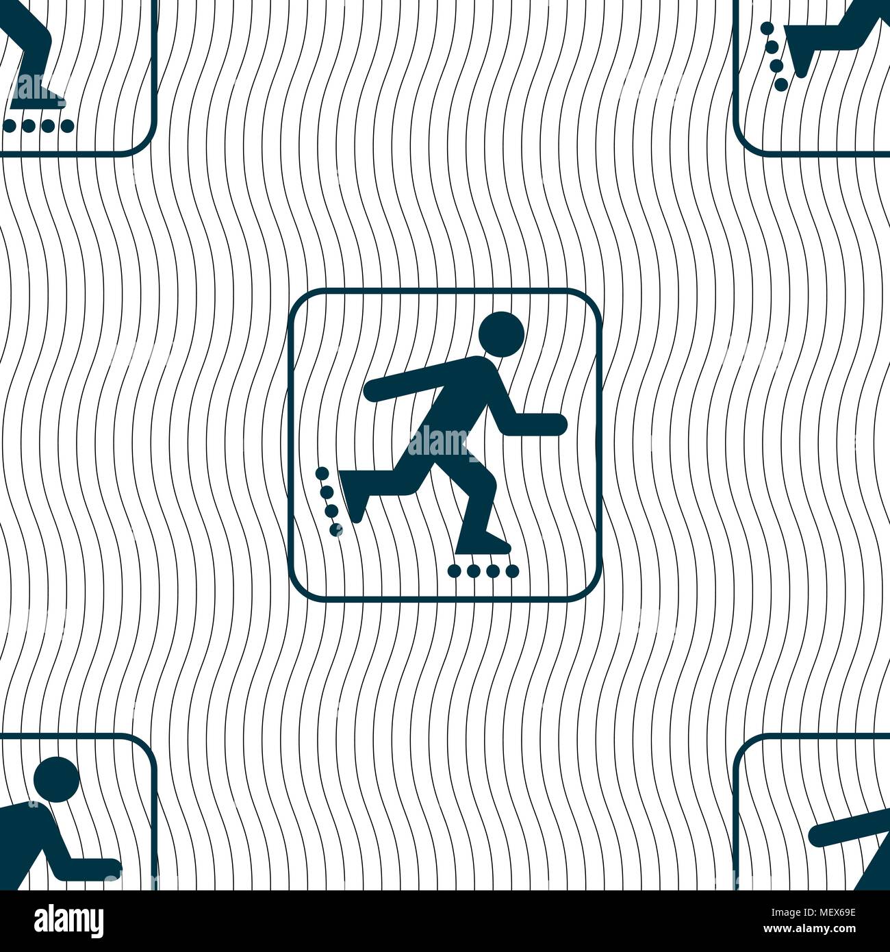 roller skating sign. Seamless pattern with geometric texture. Vector illustration Stock Vector