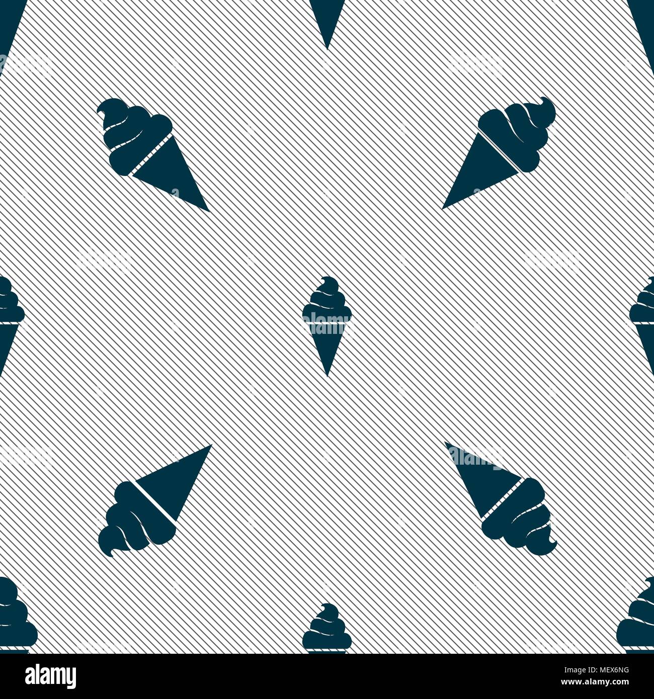 ice cream icon sign. Seamless pattern with geometric texture. Vector illustration Stock Vector