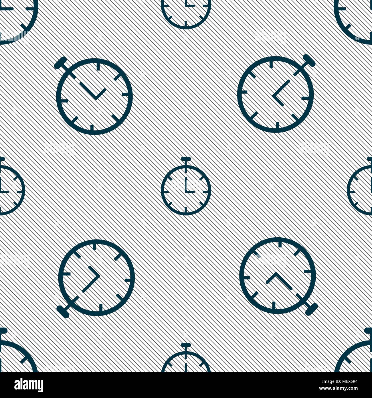 Stopwatch  icon sign. Seamless pattern with geometric texture. Vector illustration Stock Vector