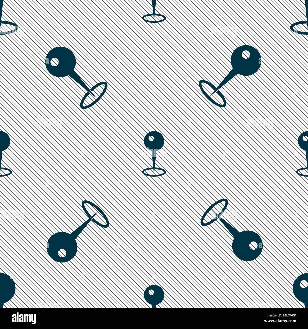 Map pointer icon sign. Seamless pattern with geometric texture. Vector illustration Stock Vector