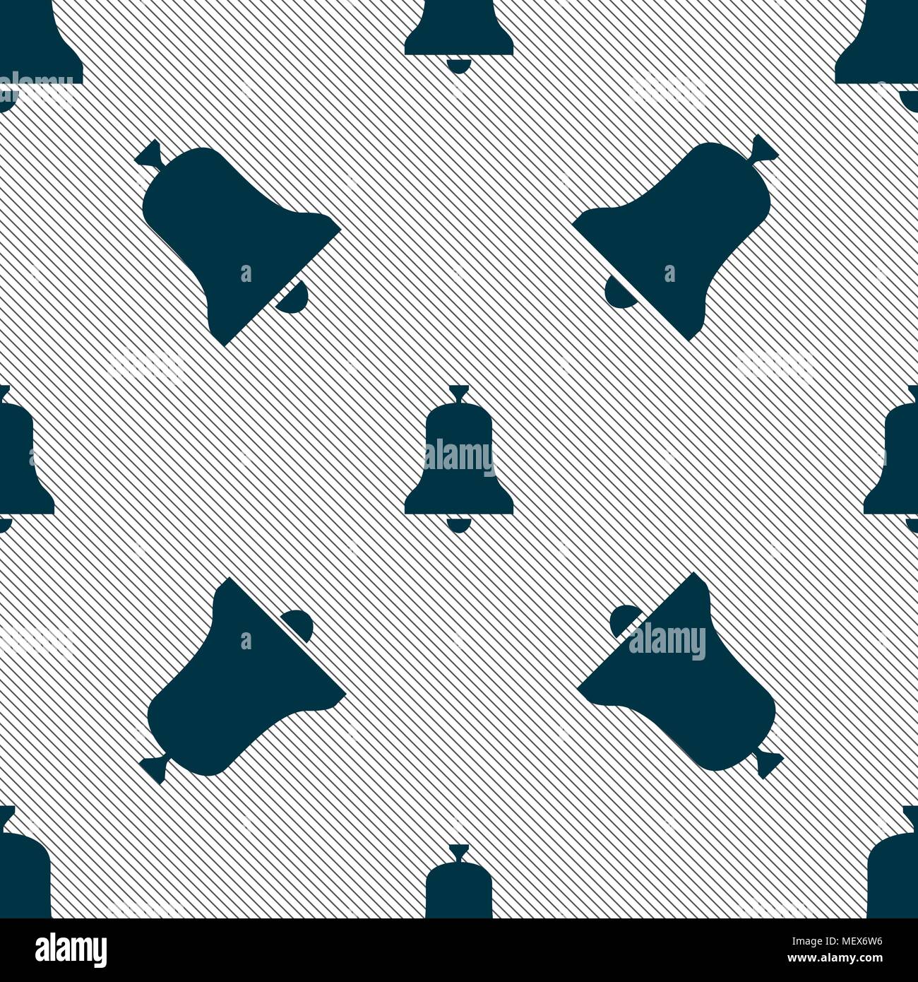 Alarm bell icon sign. Seamless pattern with geometric texture. Vector ...