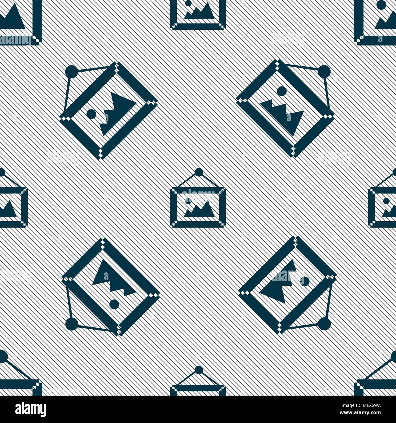 picture icon sign. Seamless pattern with geometric texture. Vector ...
