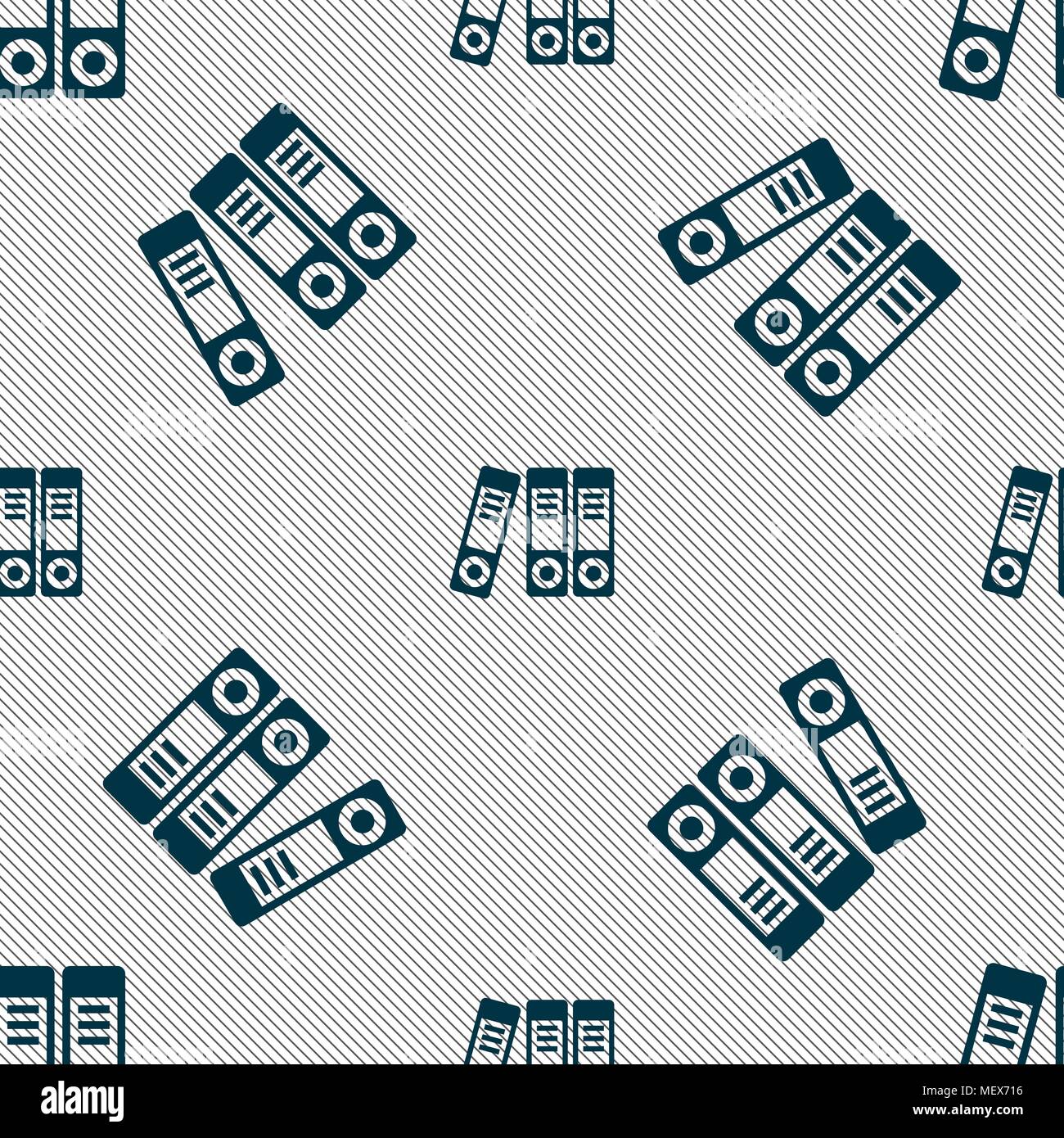 binders  icon sign. Seamless pattern with geometric texture. Vector illustration Stock Vector