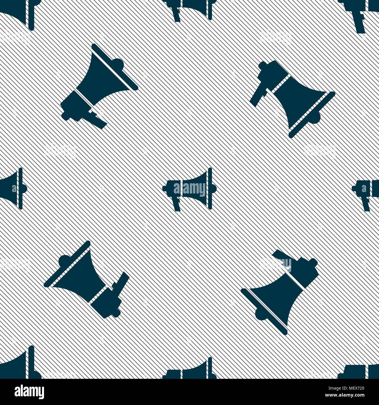 Gramophone web icon sign. Seamless pattern with geometric texture. Vector illustration Stock Vector
