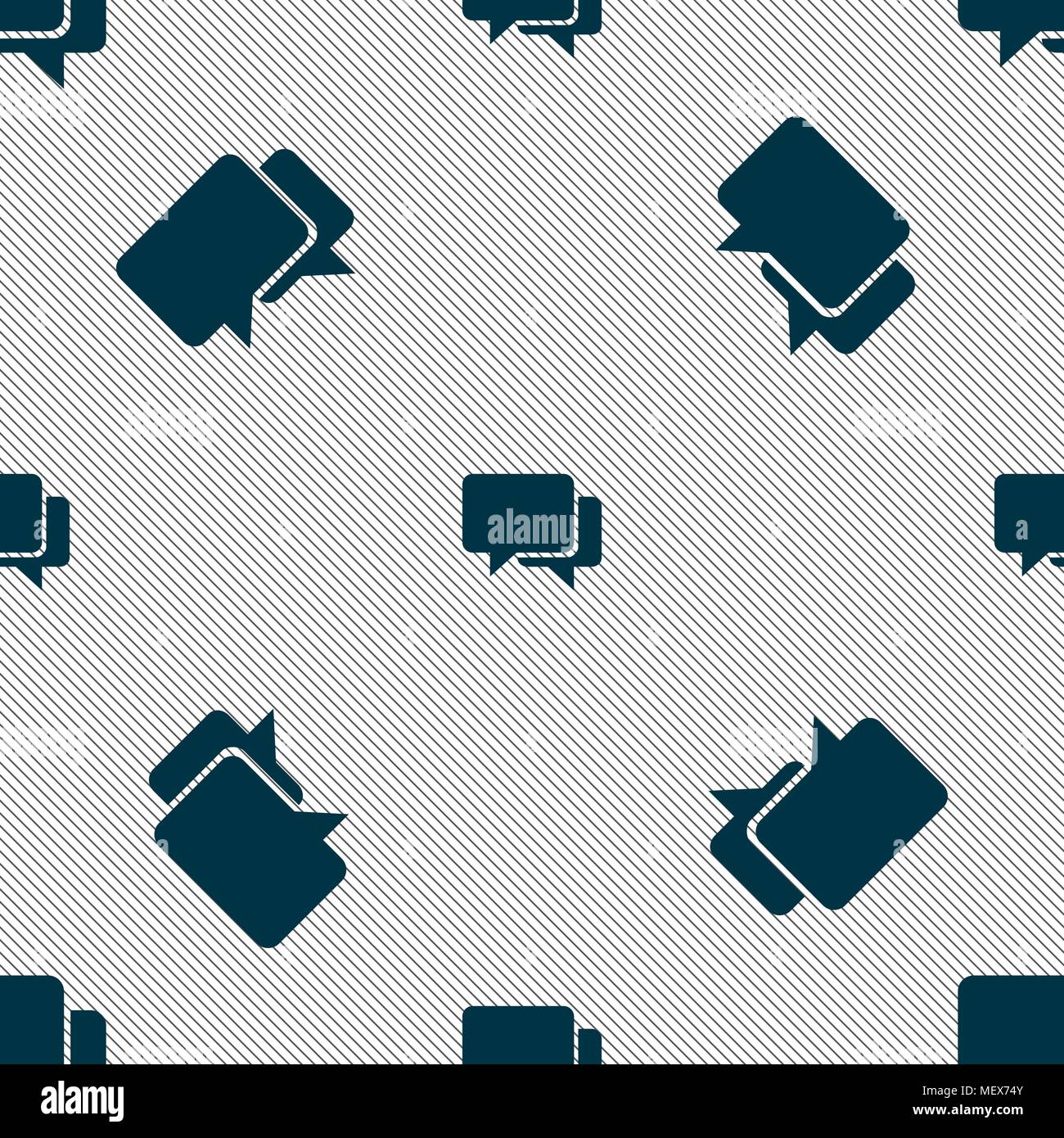 Speech bubbles icon sign. Seamless pattern with geometric texture. Vector illustration Stock Vector