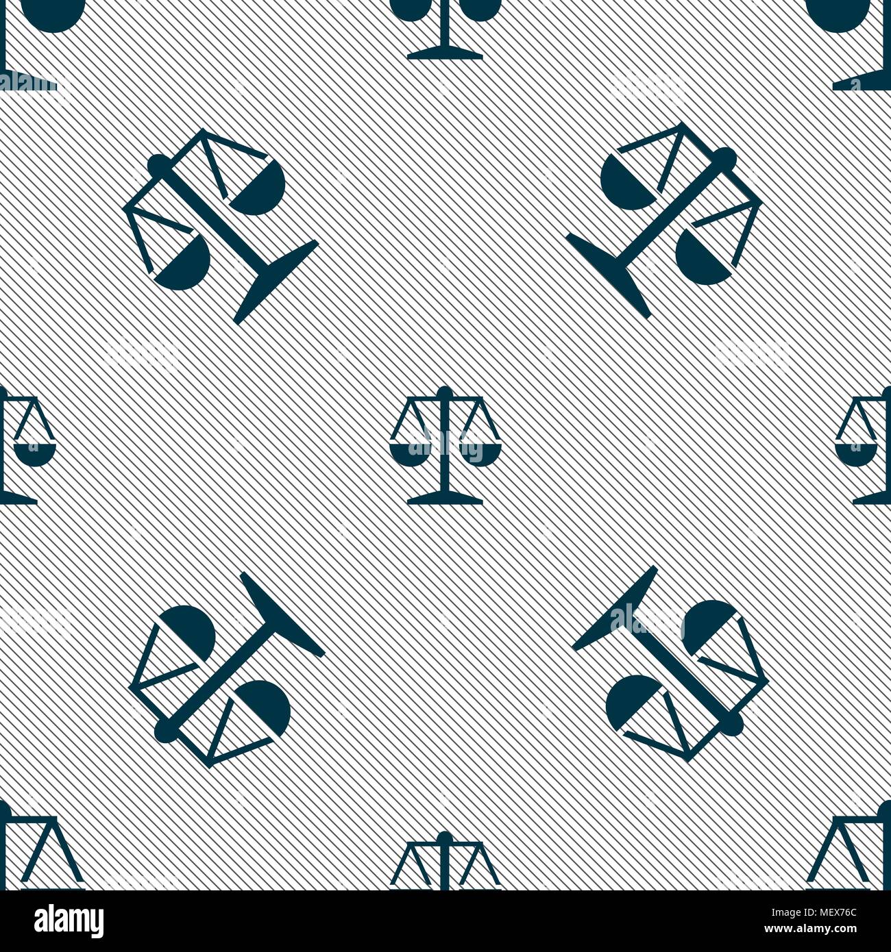 Libra icon sign. Seamless pattern with geometric texture. Vector illustration Stock Vector