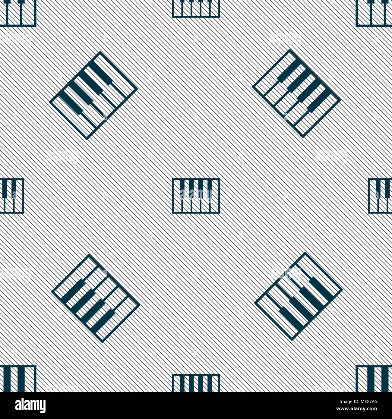 piano key icon sign. Seamless pattern with geometric texture. Vector illustration Stock Vector