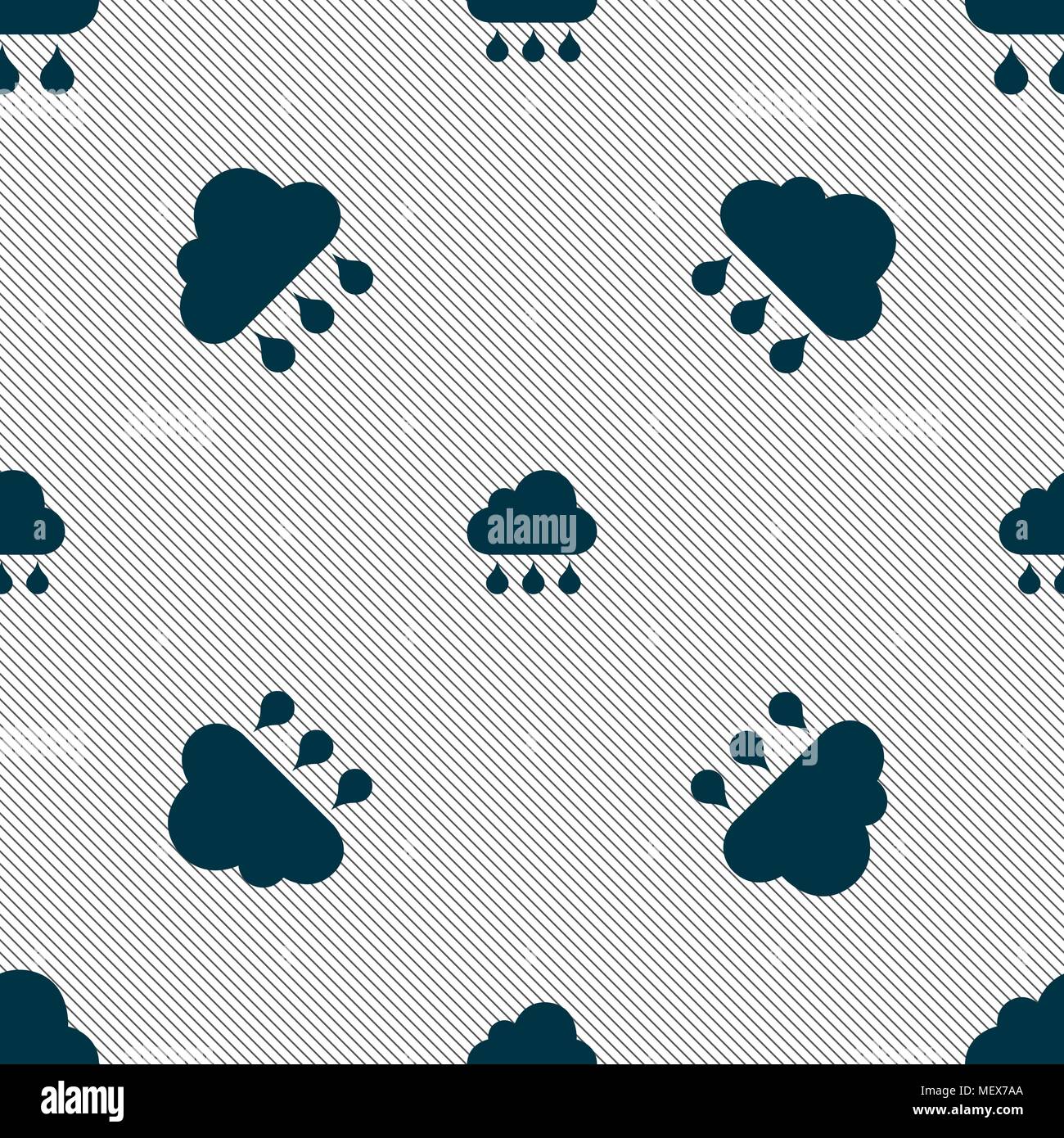 cloud rain icon sign. Seamless pattern with geometric texture. Vector illustration Stock Vector