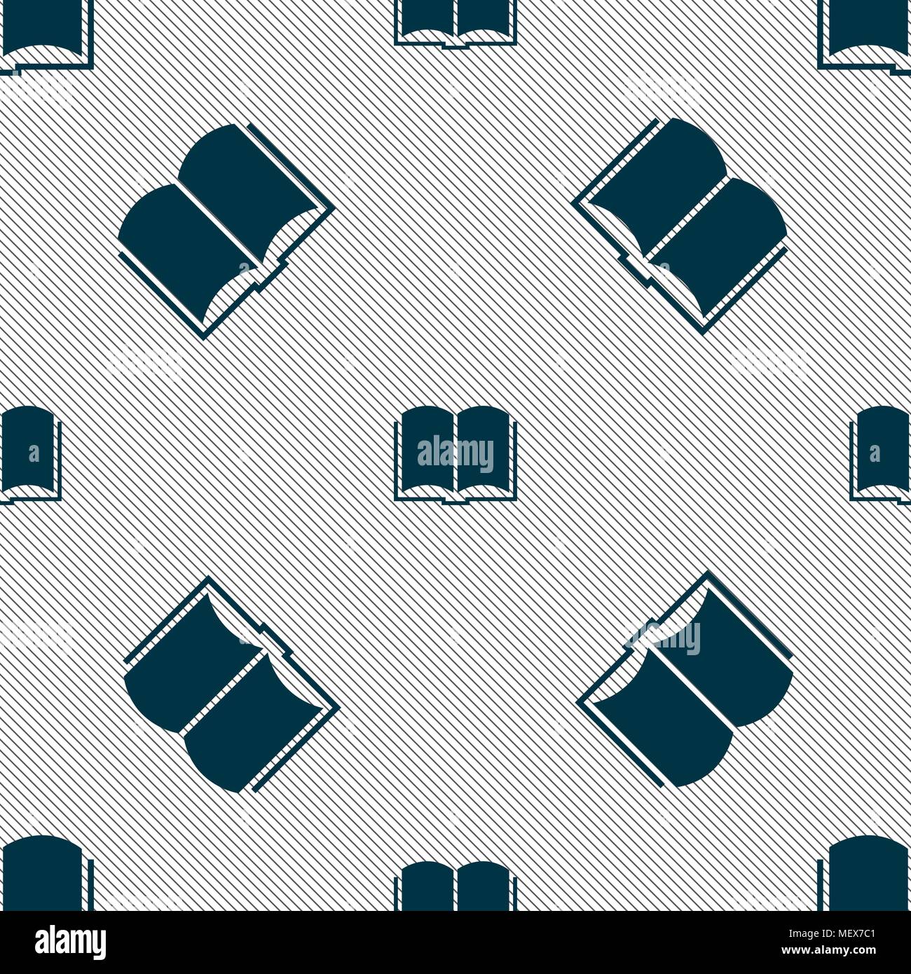 Book icon sign. Seamless pattern with geometric texture. Vector ...