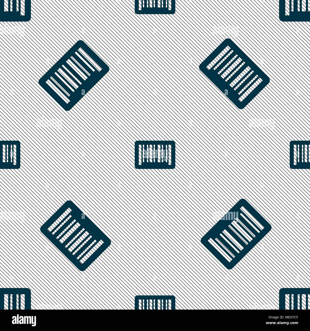 barcode icon sign. Seamless pattern with geometric texture. Vector illustration Stock Vector