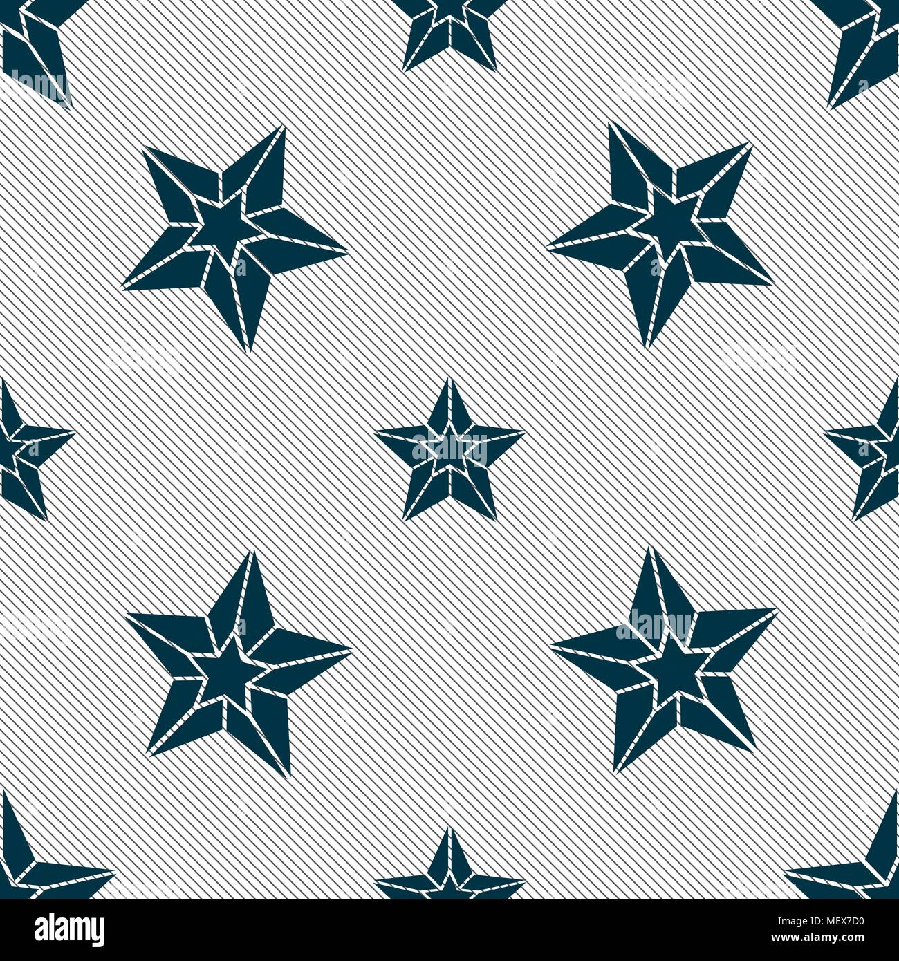 Star icon sign. Seamless pattern with geometric texture. Vector illustration Stock Vector