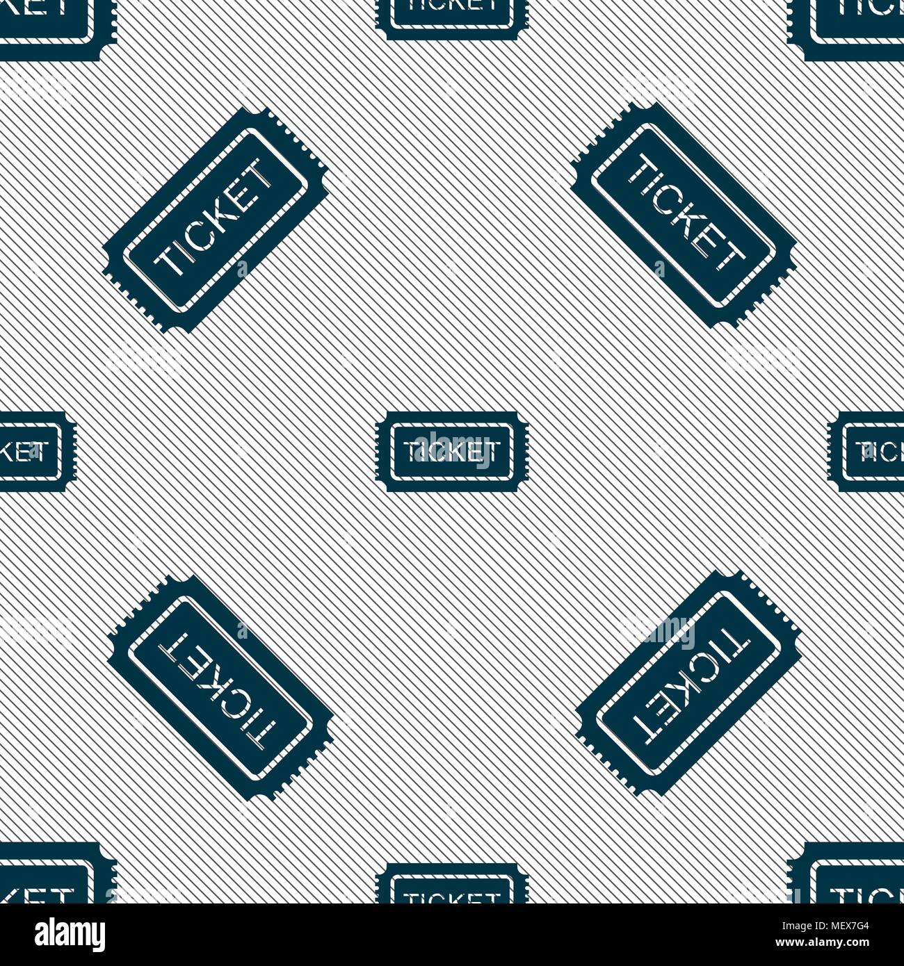 Ticket icon sign. Seamless pattern with geometric texture. Vector illustration Stock Vector