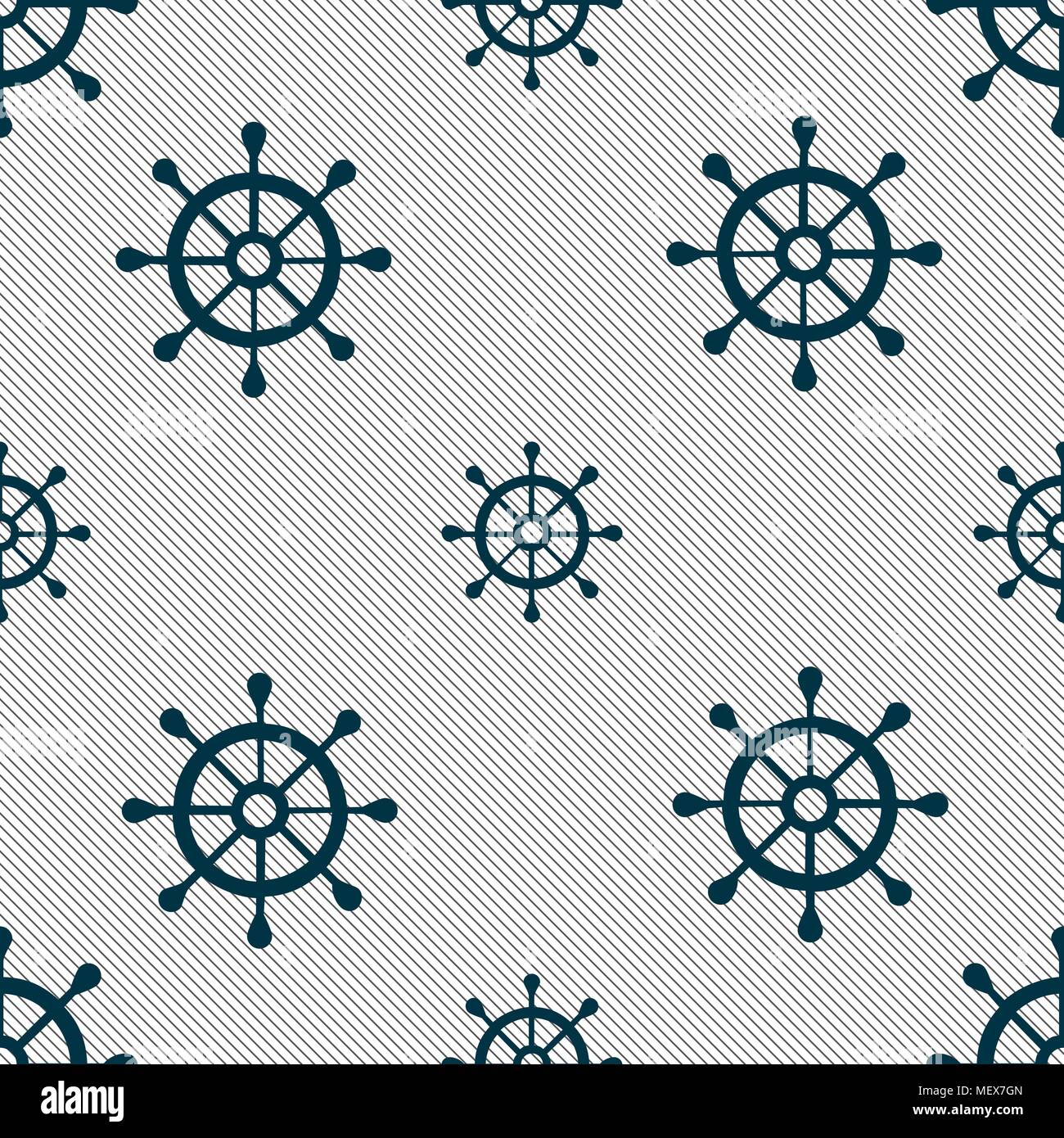 ship helm icon sign. Seamless pattern with geometric texture. Vector illustration Stock Vector