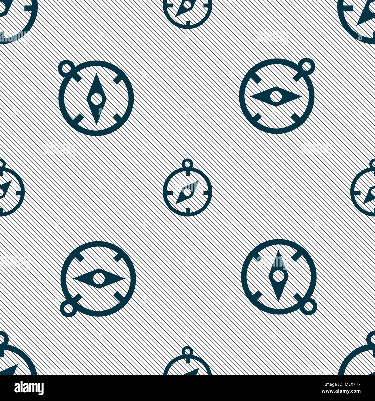 Compass icon sign. Seamless pattern with geometric texture. Vector ...