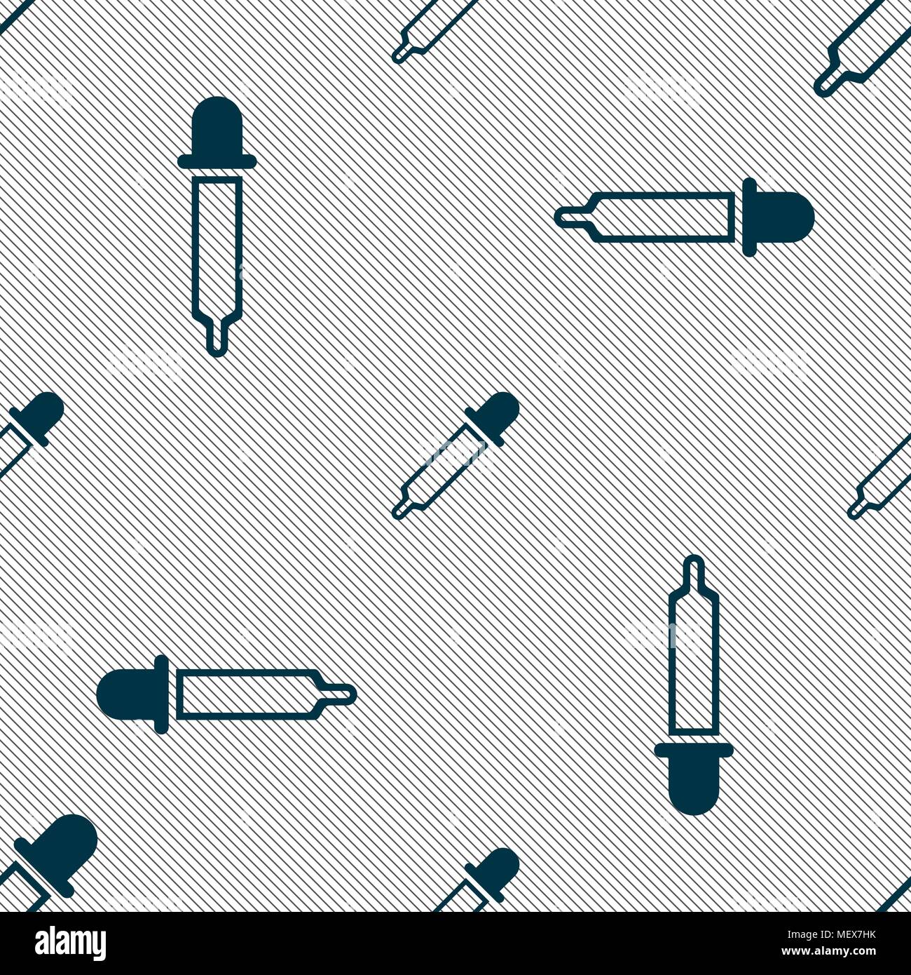 Pipette icon sign. Seamless pattern with geometric texture. Vector illustration Stock Vector