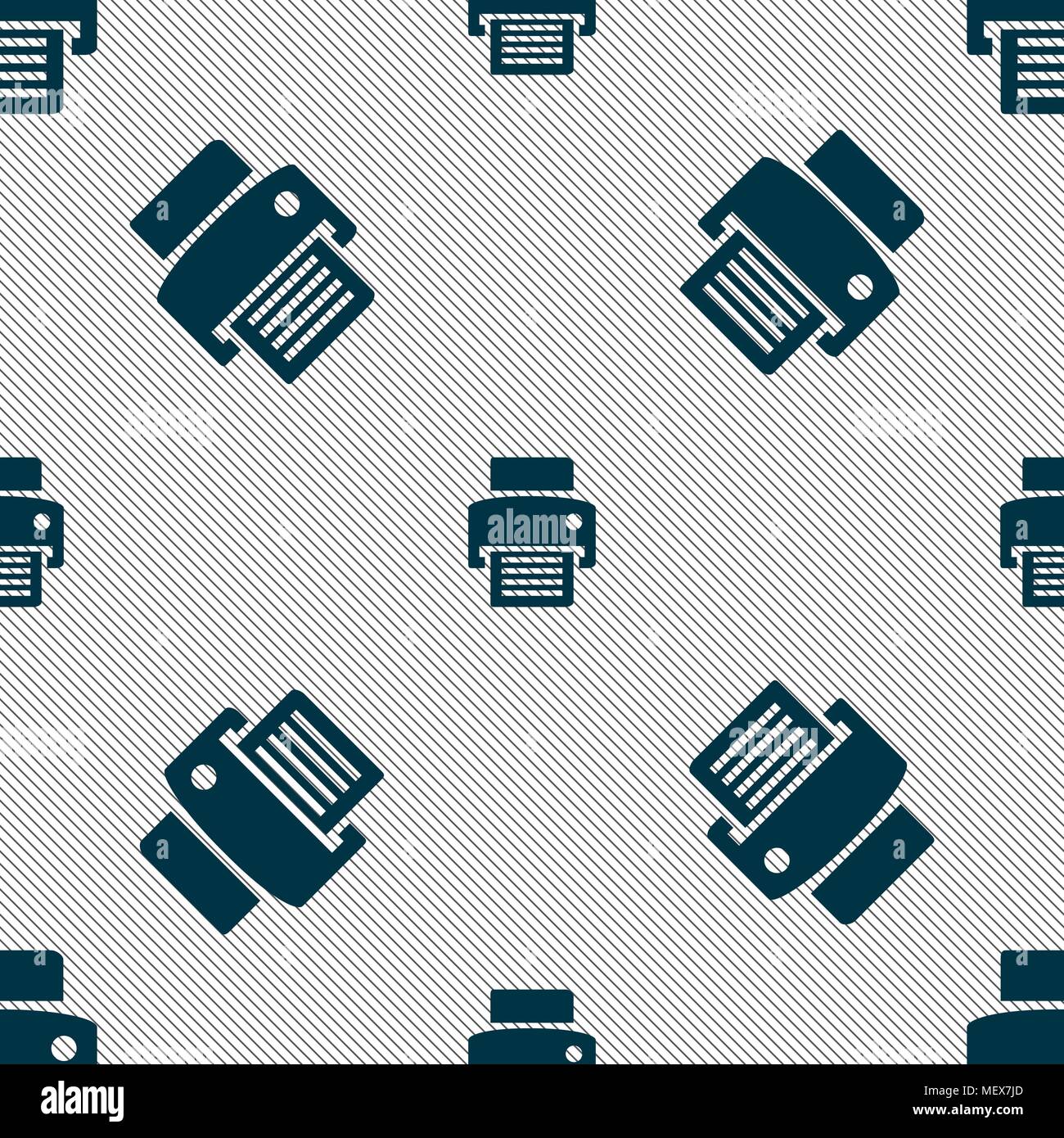 fax, printer icon sign. Seamless pattern with geometric texture. Vector illustration Stock Vector