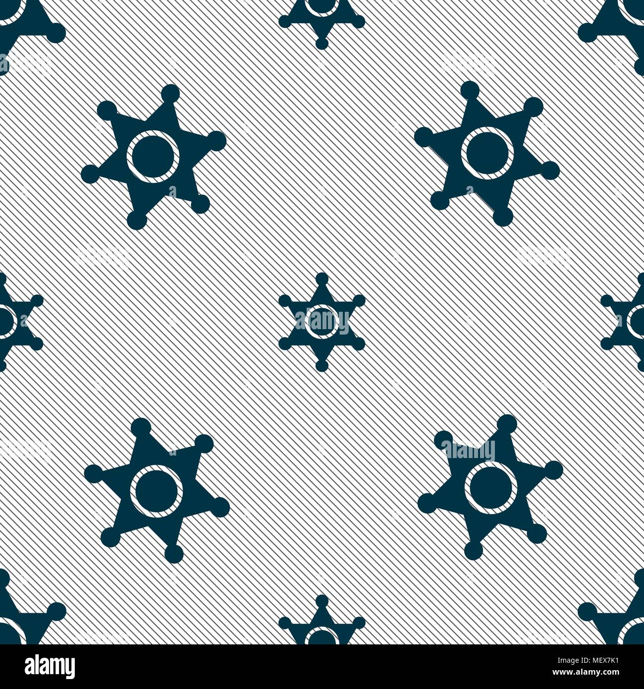 Sheriff, star icon sign. Seamless pattern with geometric texture. Vector illustration Stock Vector