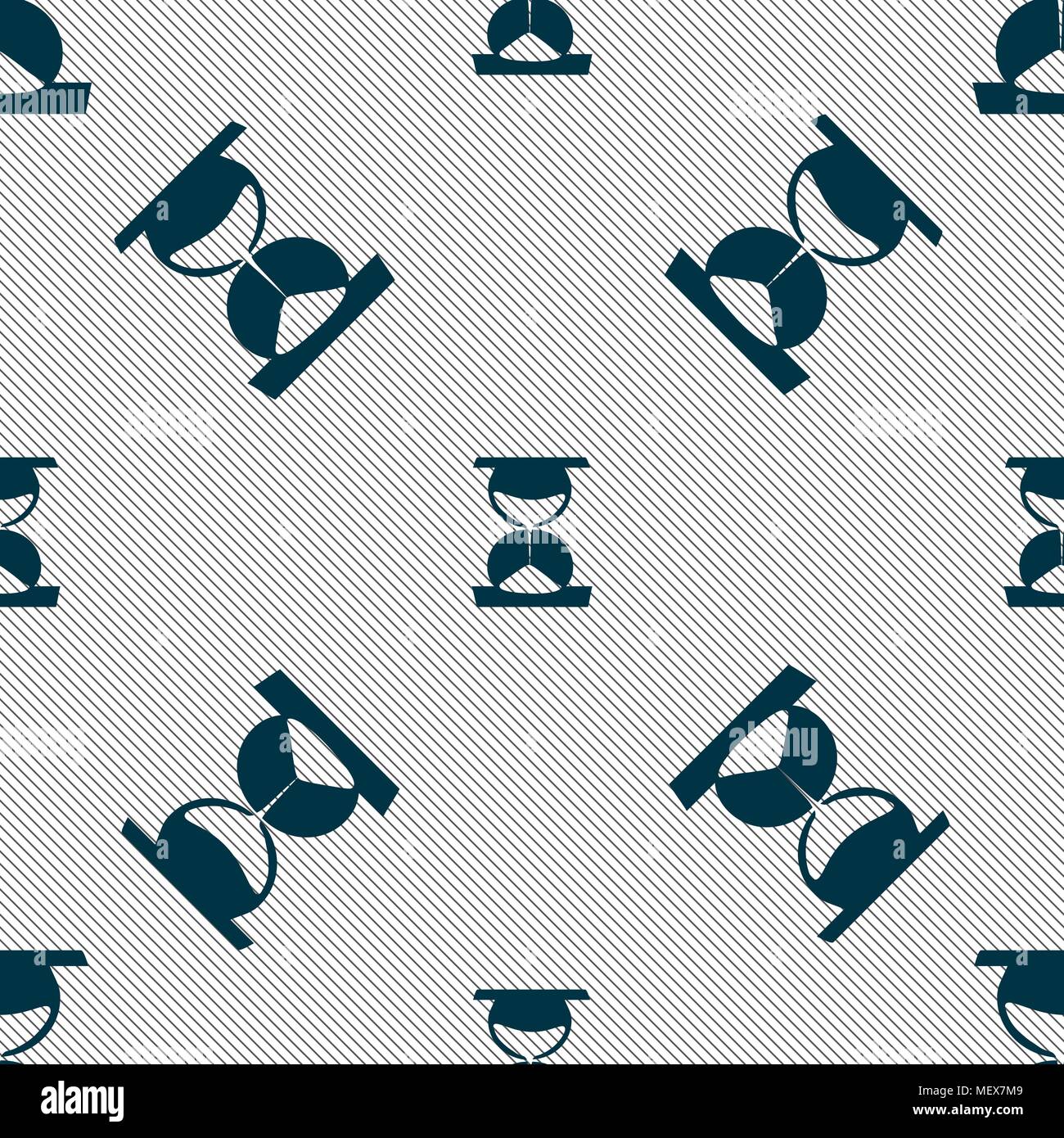 hourglass icon sign. Seamless pattern with geometric texture. Vector illustration Stock Vector