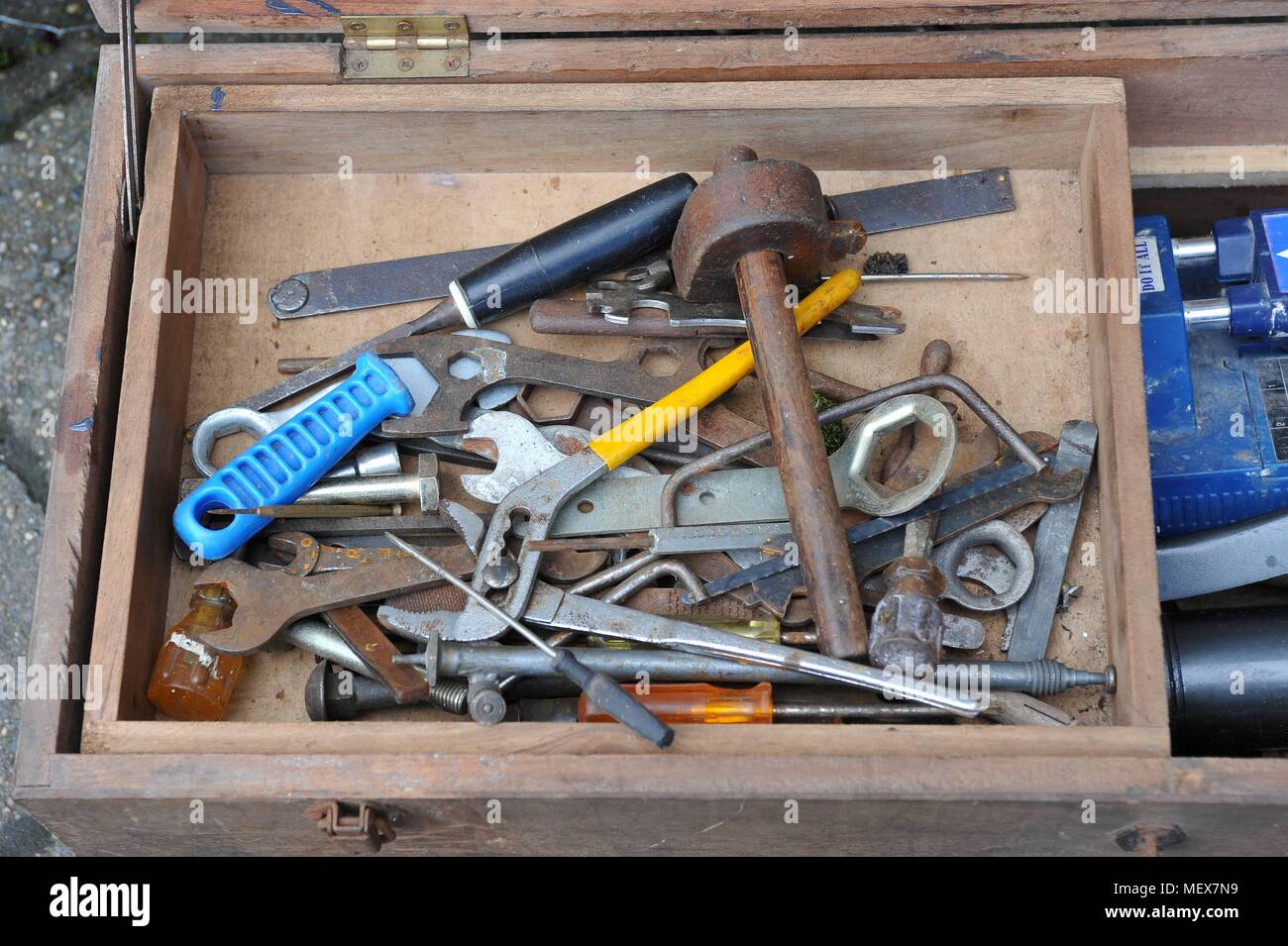 Tools in a box Stock Photo