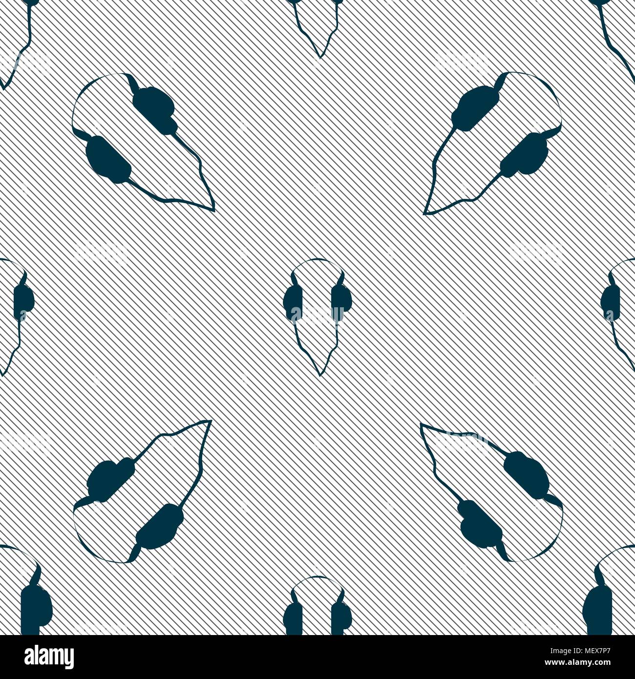 headphones icon sign. Seamless pattern with geometric texture. Vector ...