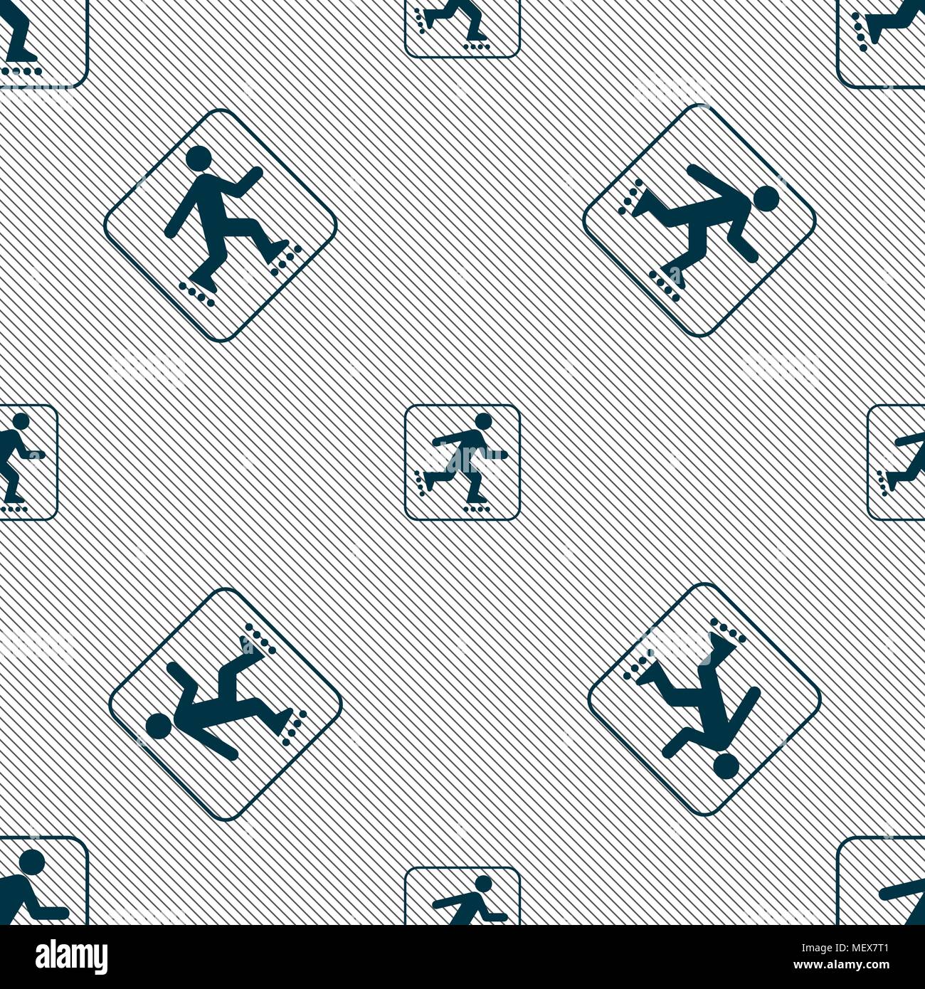 roller skating sign. Seamless pattern with geometric texture. Vector illustration Stock Vector