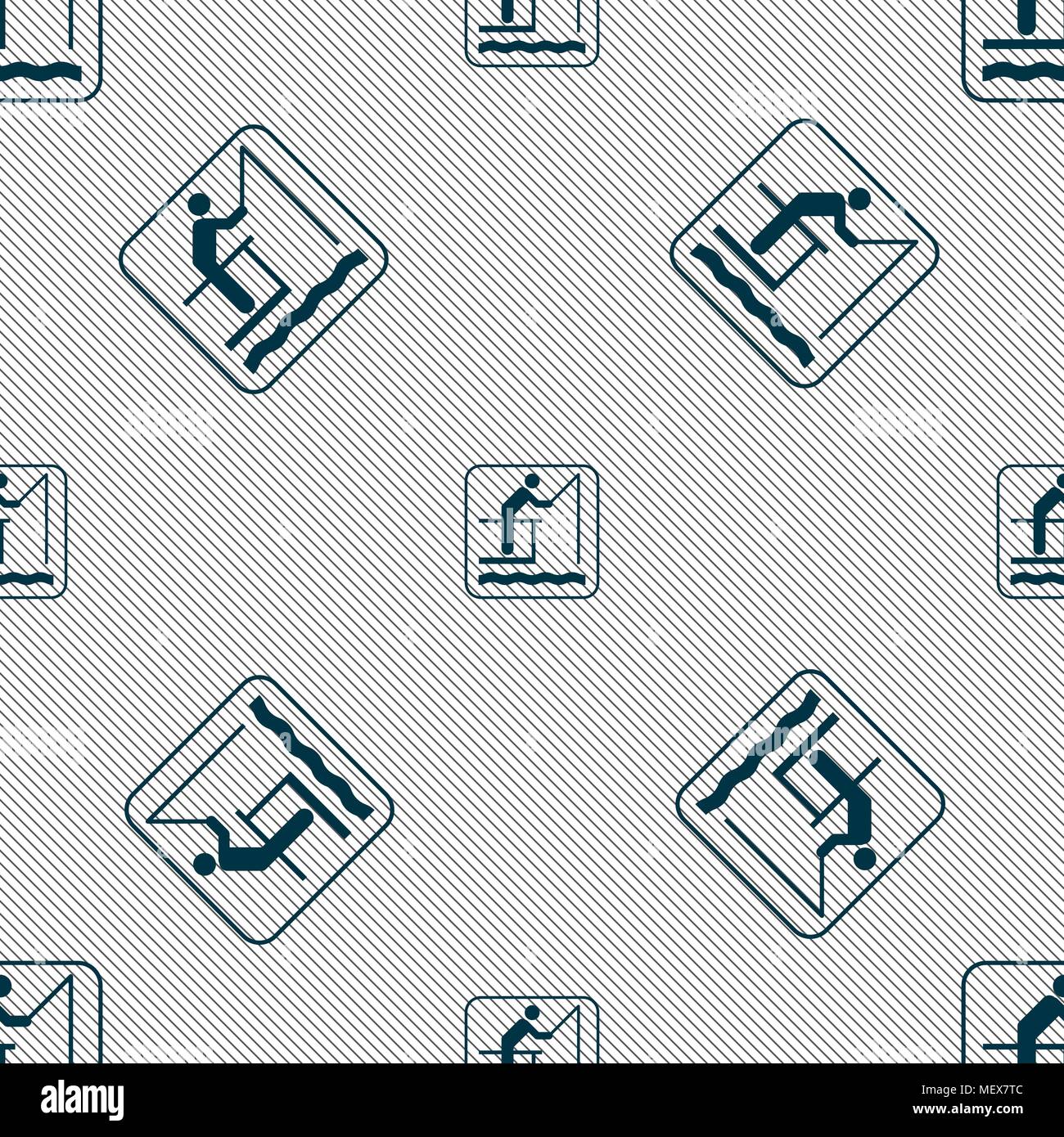 fishing sign. Seamless pattern with geometric texture. Vector illustration Stock Vector