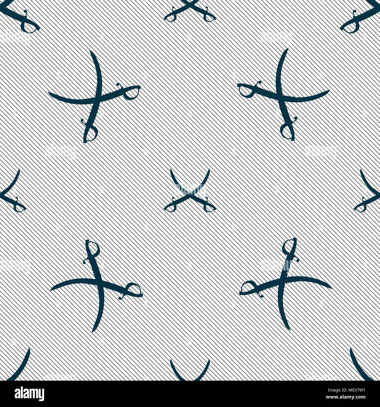 Crossed saber sign. Seamless pattern with geometric texture. Vector illustration Stock Vector