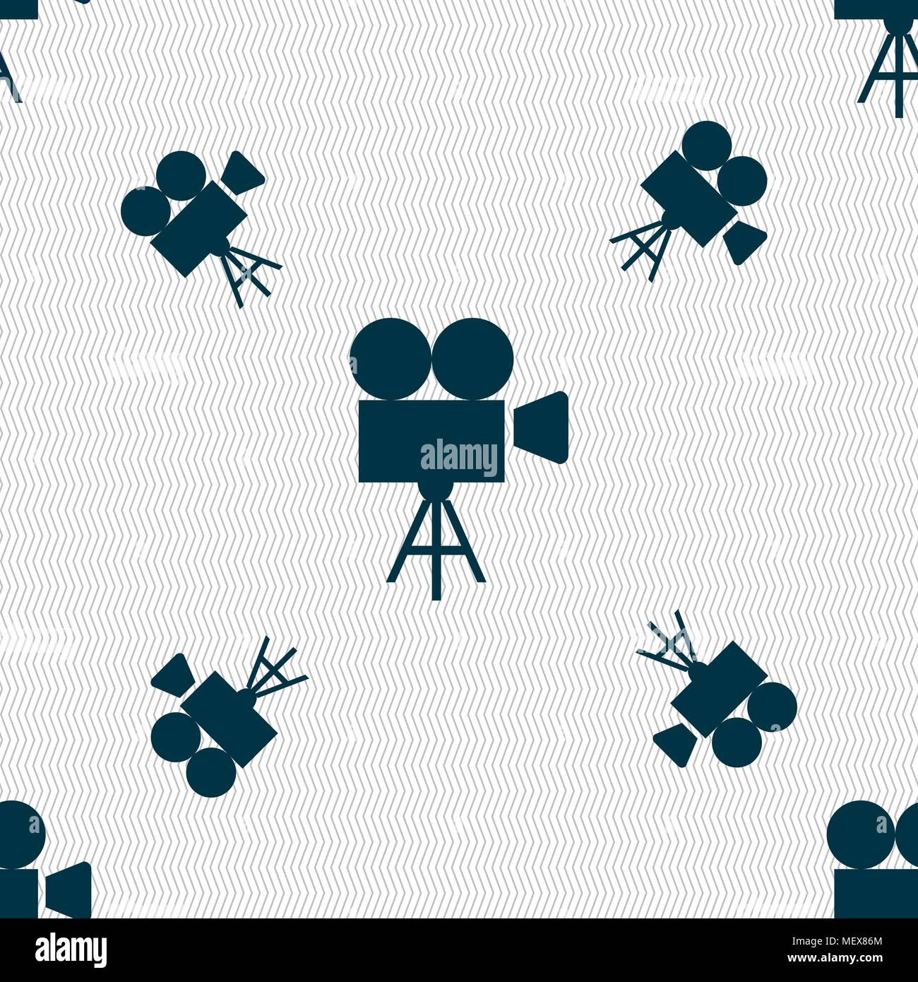 Video camera icon sign. Seamless pattern with geometric texture. Vector illustration Stock Vector
